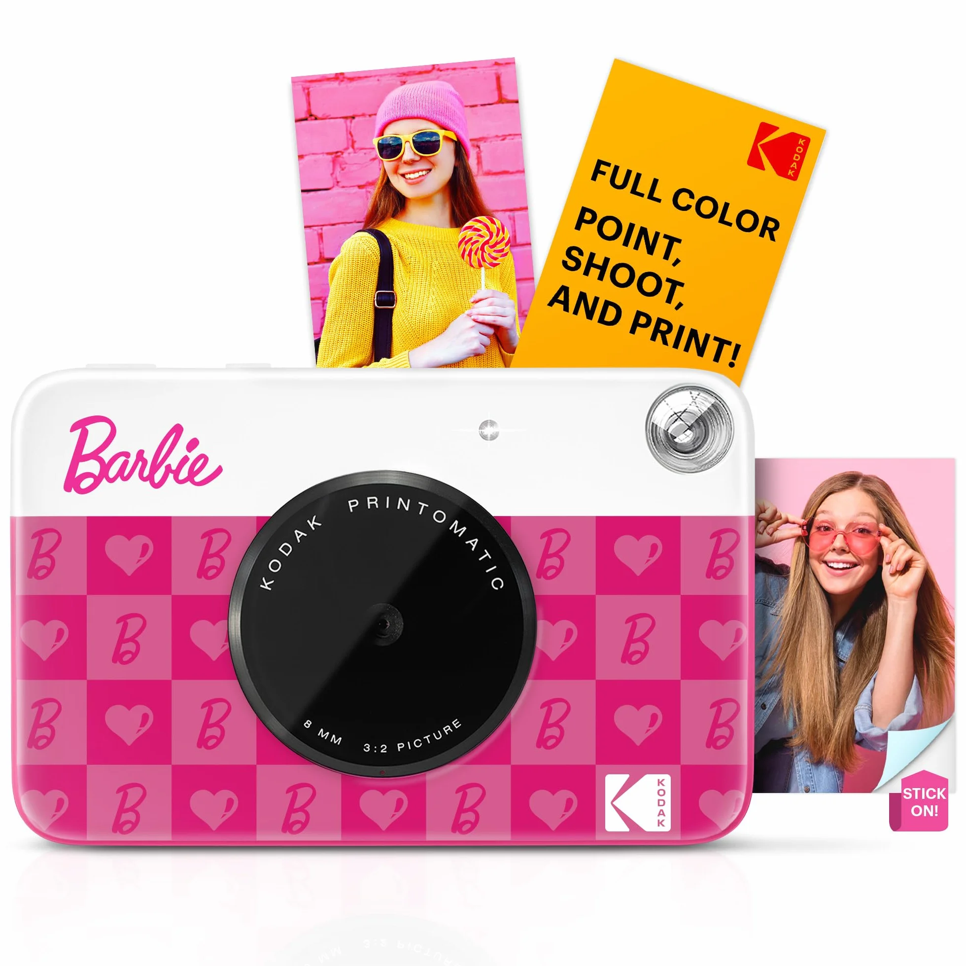 Kodak x Barbie Printomatic Appareil Photo Numérique Instantané Full-Color Barbie Starter Bundle (Style Iconique) + Étui Deluxe Barbie + Papier Zink (20 Feuilles)