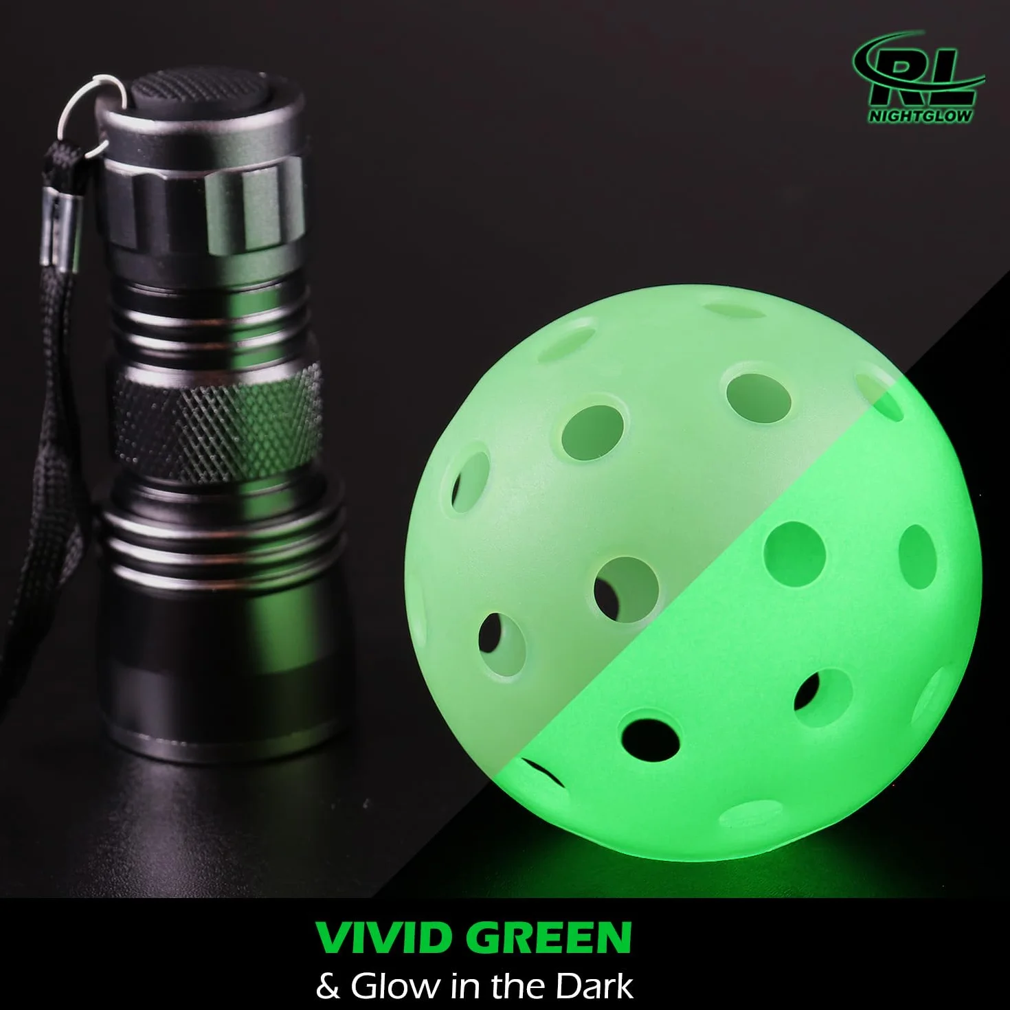 Lot de 4 balles de pickleball phosphorescentes UV vert fluorescent 40 trous norme USAPA durable extérieur
