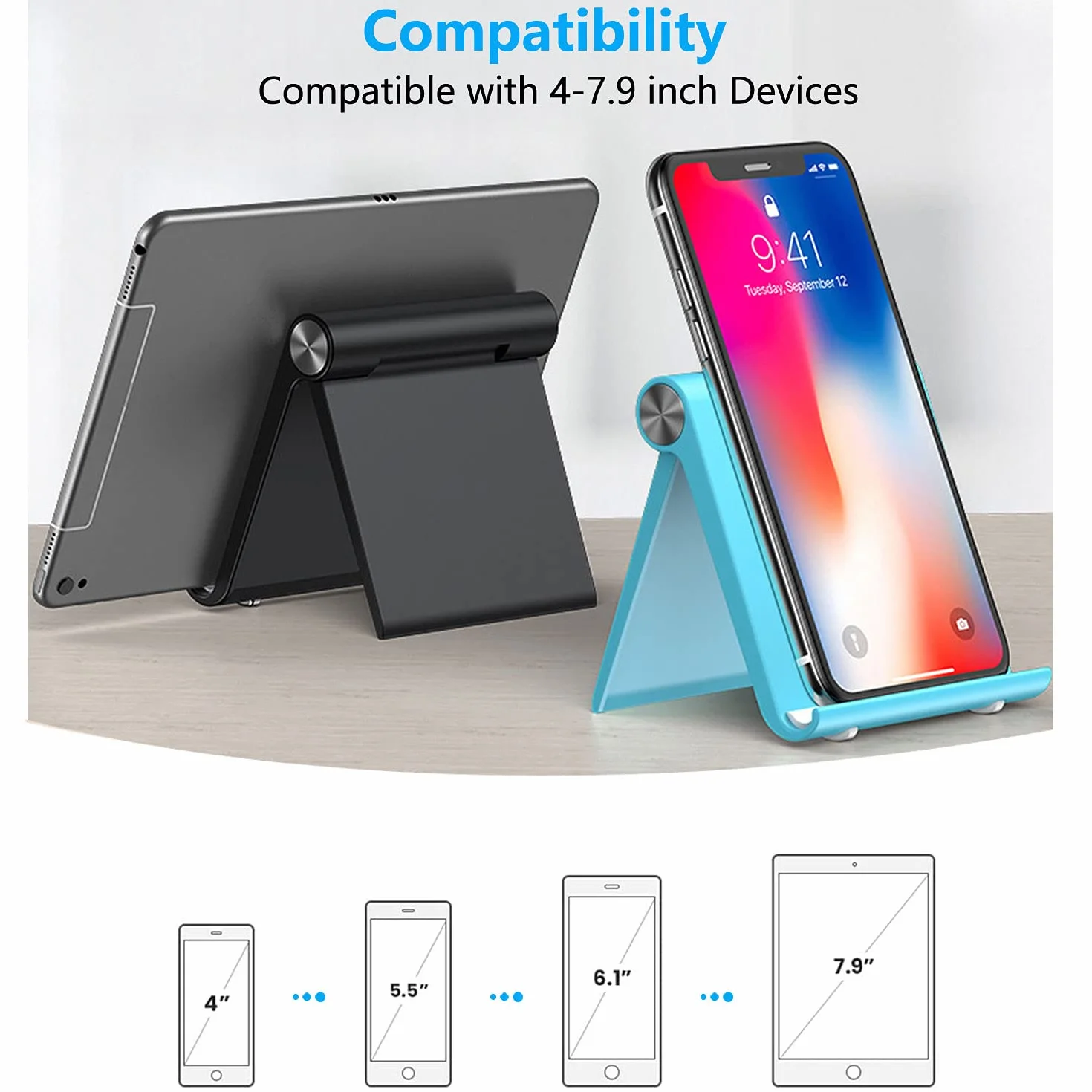 Support Téléphone Bureau Smartphone Stand Compatible iPad iPhone 13 Pro Max Mini 12 11 Galaxy S22 S21 Note20 Redmi Note