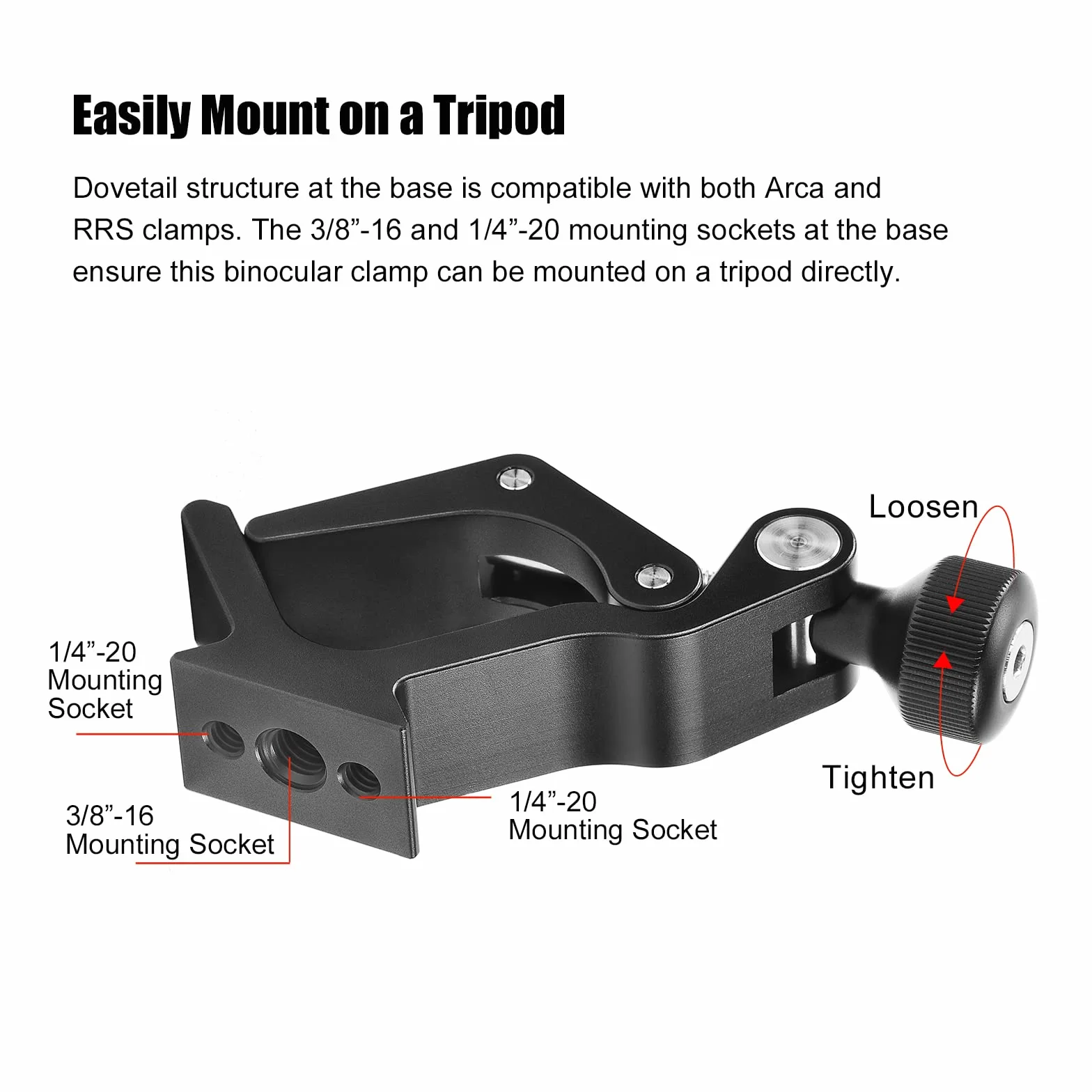 SUNWAYFOTO CC-09 Adaptateur de trépied Universel pour Jumelles avec Adaptateur Arca Swiss Compatible avec Tous Les trépieds 1/4 et 3/8