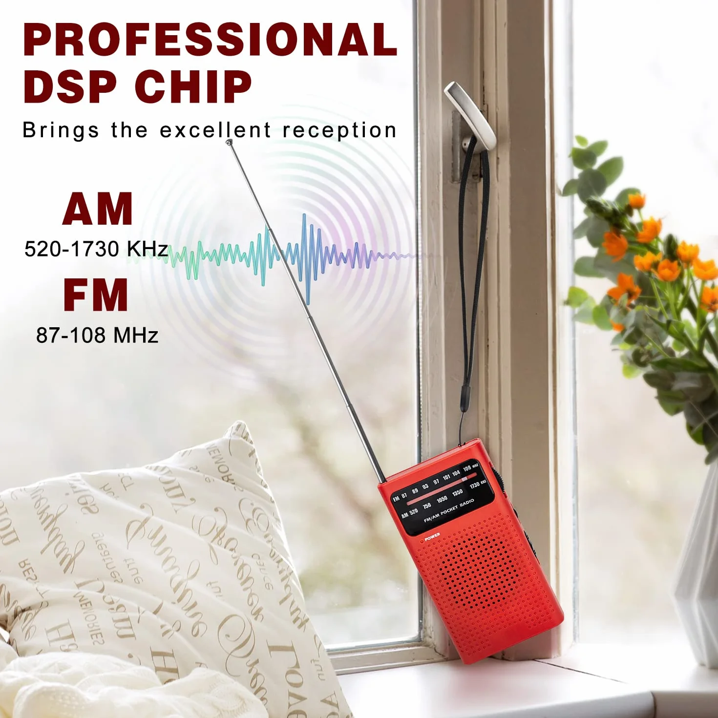 Tendak Radio Portable, AM(MW)/FM Radio a Pile, Transistor Radio de Poche avec Excellente Réception, Excellente Qualité Sonore, Mini Radio Portable(AA)