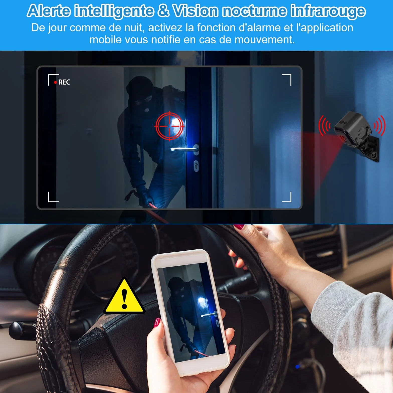 Caméra Espion Miniature 1080P,Caméra Surveillance WiFi Intérieur sans Fil - Mini Caméra Espion avec Vision Nocturne,Détection de Mouvement et Audio Bidirectionnel en Temps Réel par Application Mobile