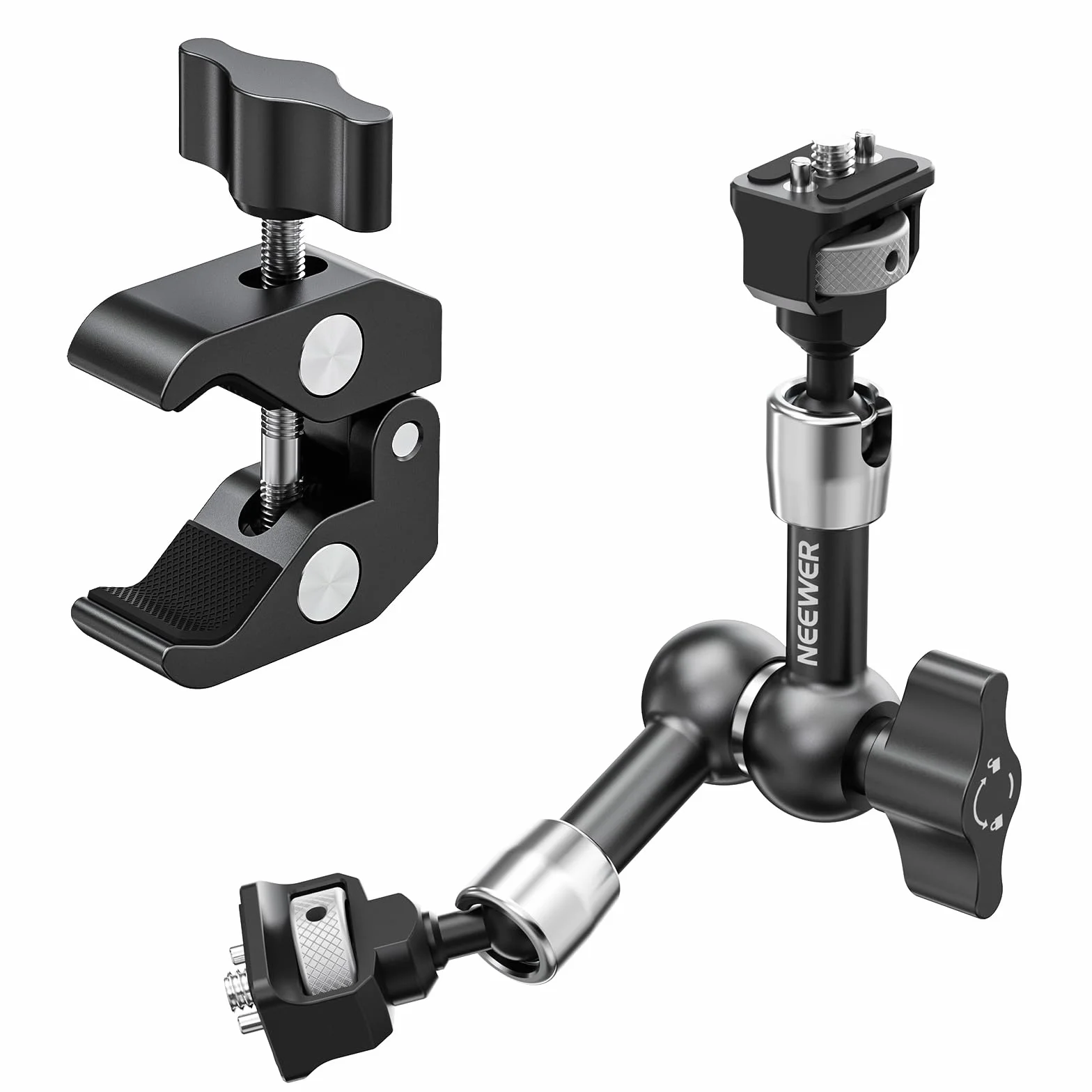 NEEWER Bras Magique Articulé 7" avec Super Pince, Support pour Moniteur Caméra avec Goupilles&Trou Positionnement Arri 1/4" 3/8" pour DSLR Action Cam Éclairage Compatible avec SmallRig Cage, ST07C
