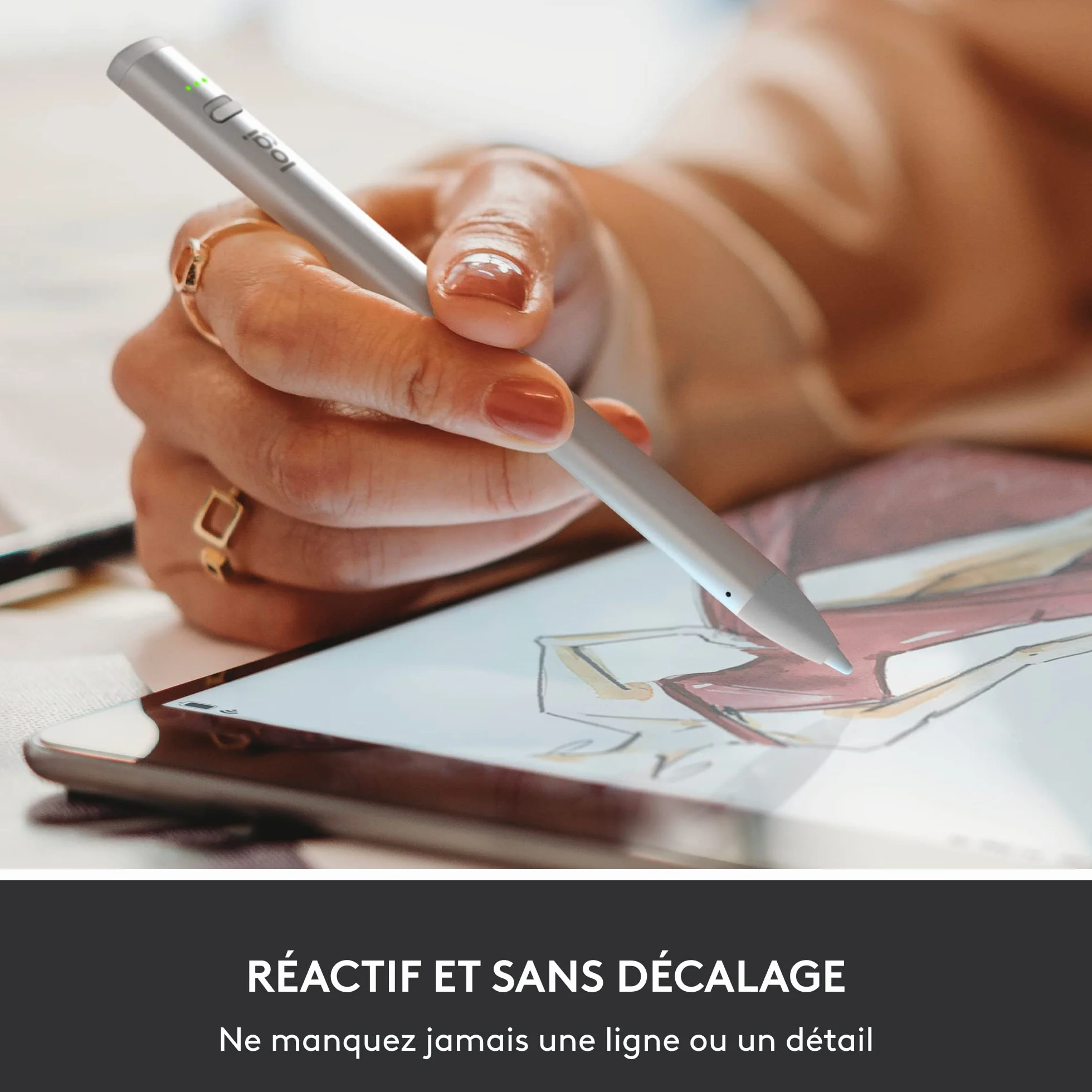 Logitech Crayon Stylet numérique pour iPad 2018 et ultérieures avec Technologie Apple Pencil - Argent/Orange