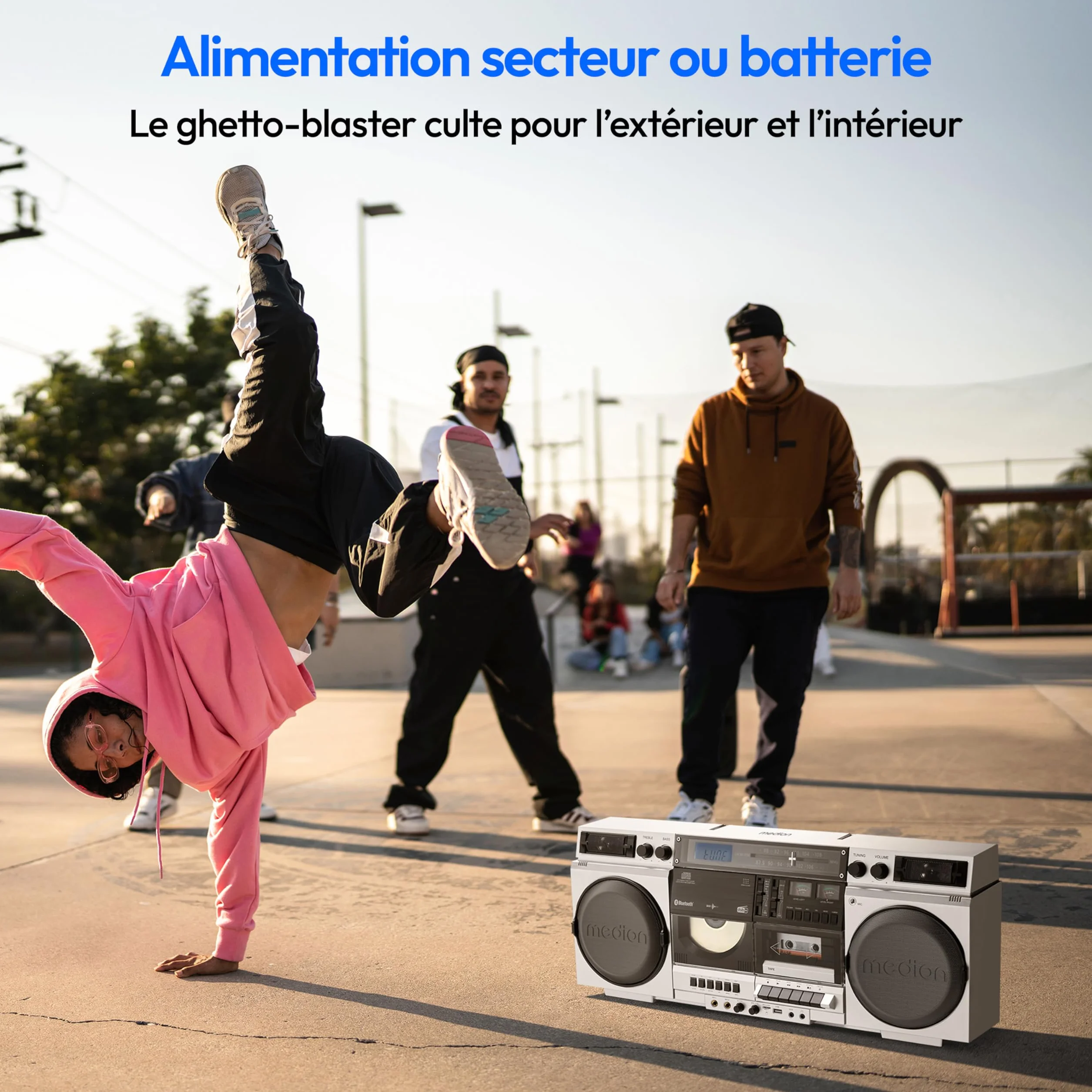 MEDION P66538 Enregistreur à cassettes Ghettoblaster rétro lecteur CD USB SD radio DAB+ Bluetooth platine cassette