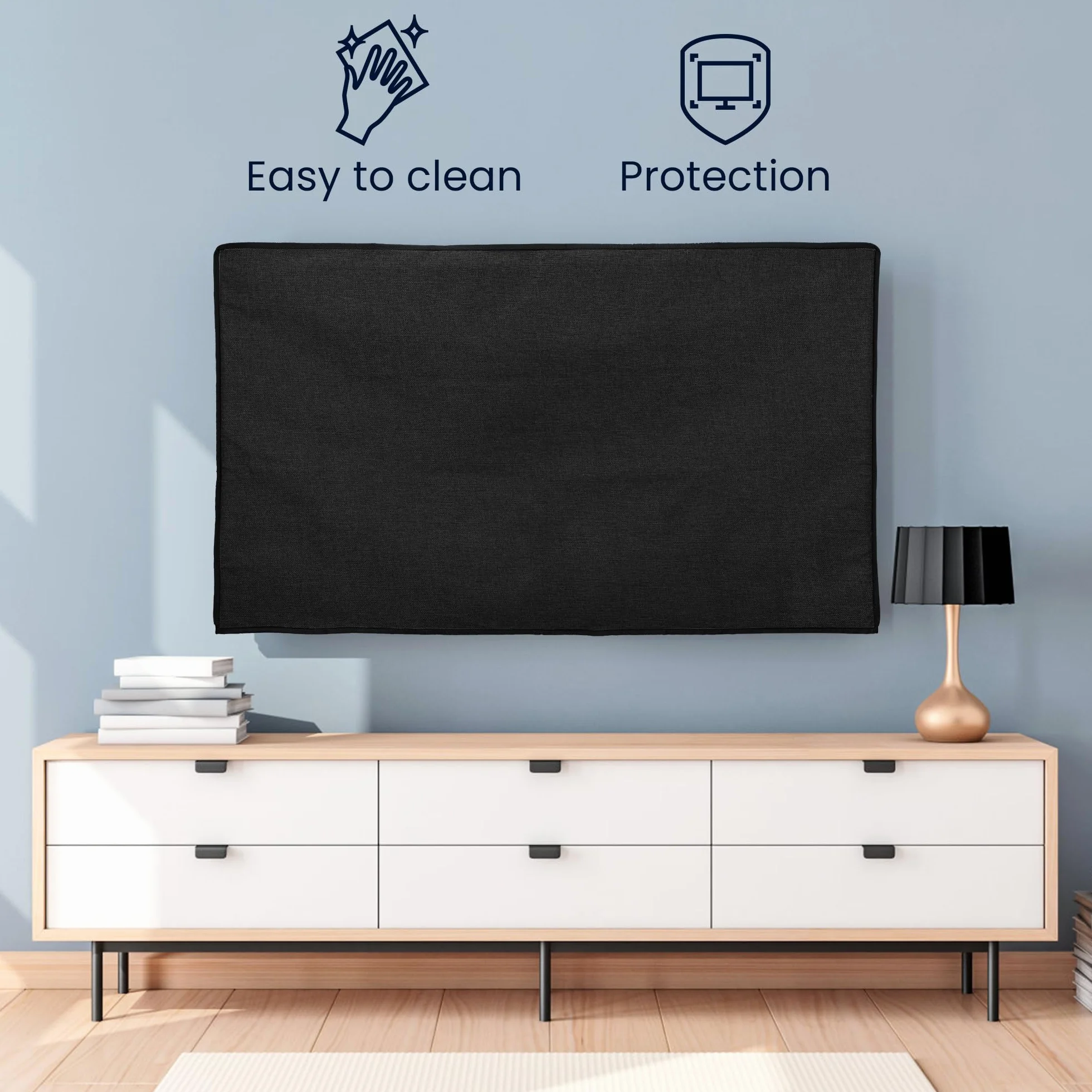 kwmobile Housse écran TV 65" Protection télévision lin noir