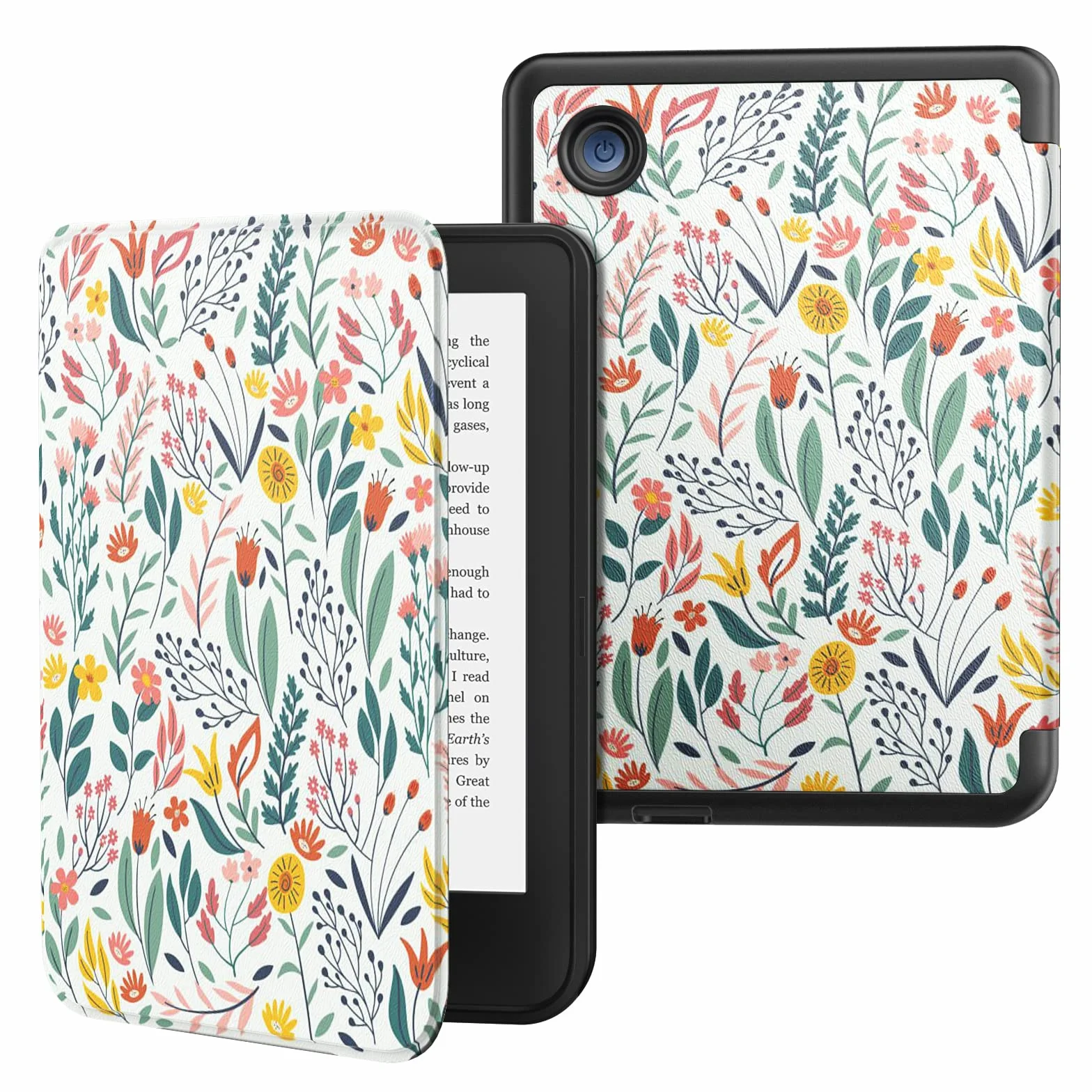MoKo Étui pour Tolino Shine Color/Shine 5 (2024)/Shine 4 (2022) et Kobo Clara BW/Color/2E 6", Ultra Fin et léger, Fonction Veille/Réveil Automatique pour Kobo Clara 6" 2024, Fleur