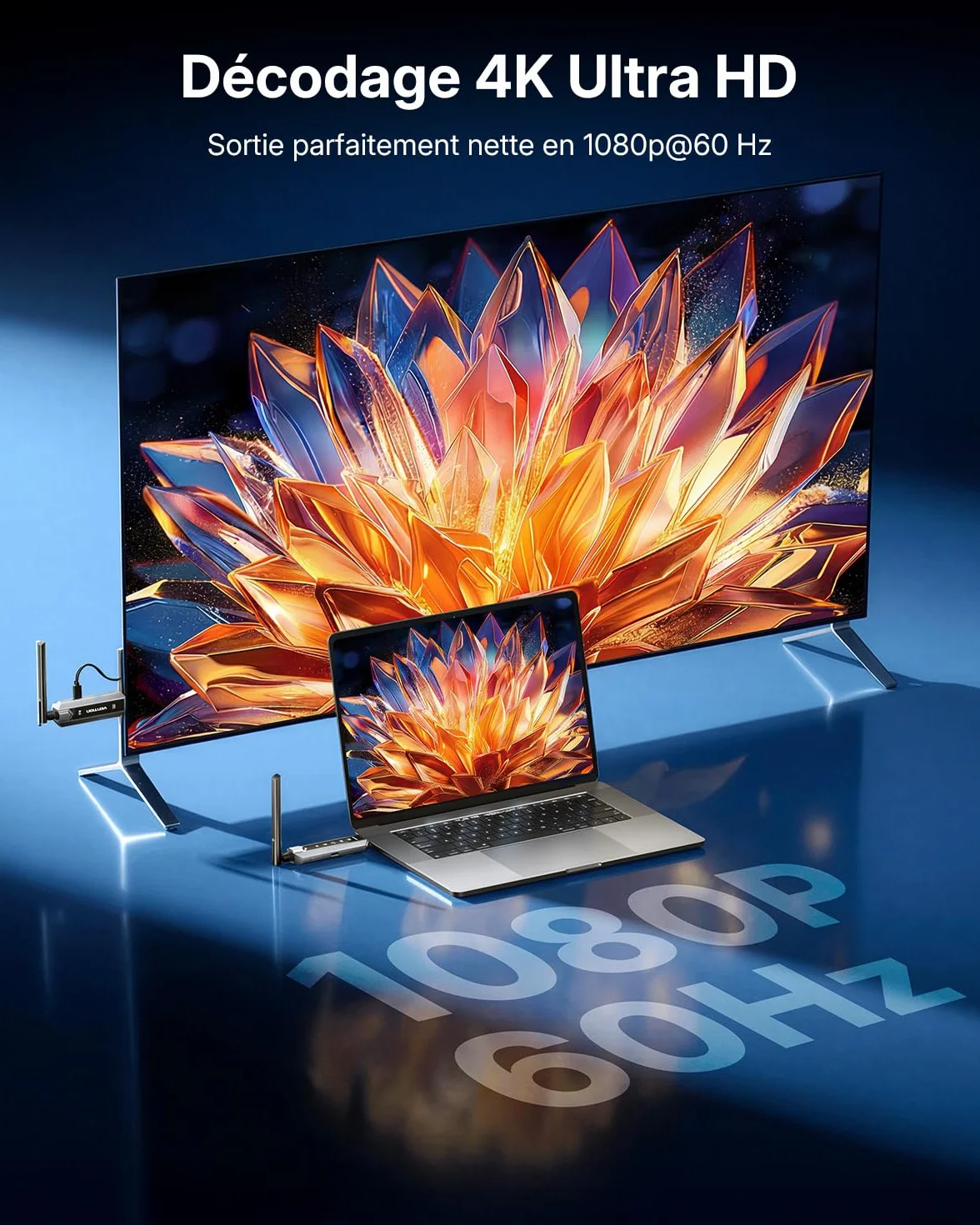VENTION Émetteur et récepteur HDMI sans Fil 656FT/200M 2,4G+5G Plug&Play 4K pour PS5 Xbox Moniteur TV (1TX+2RX)