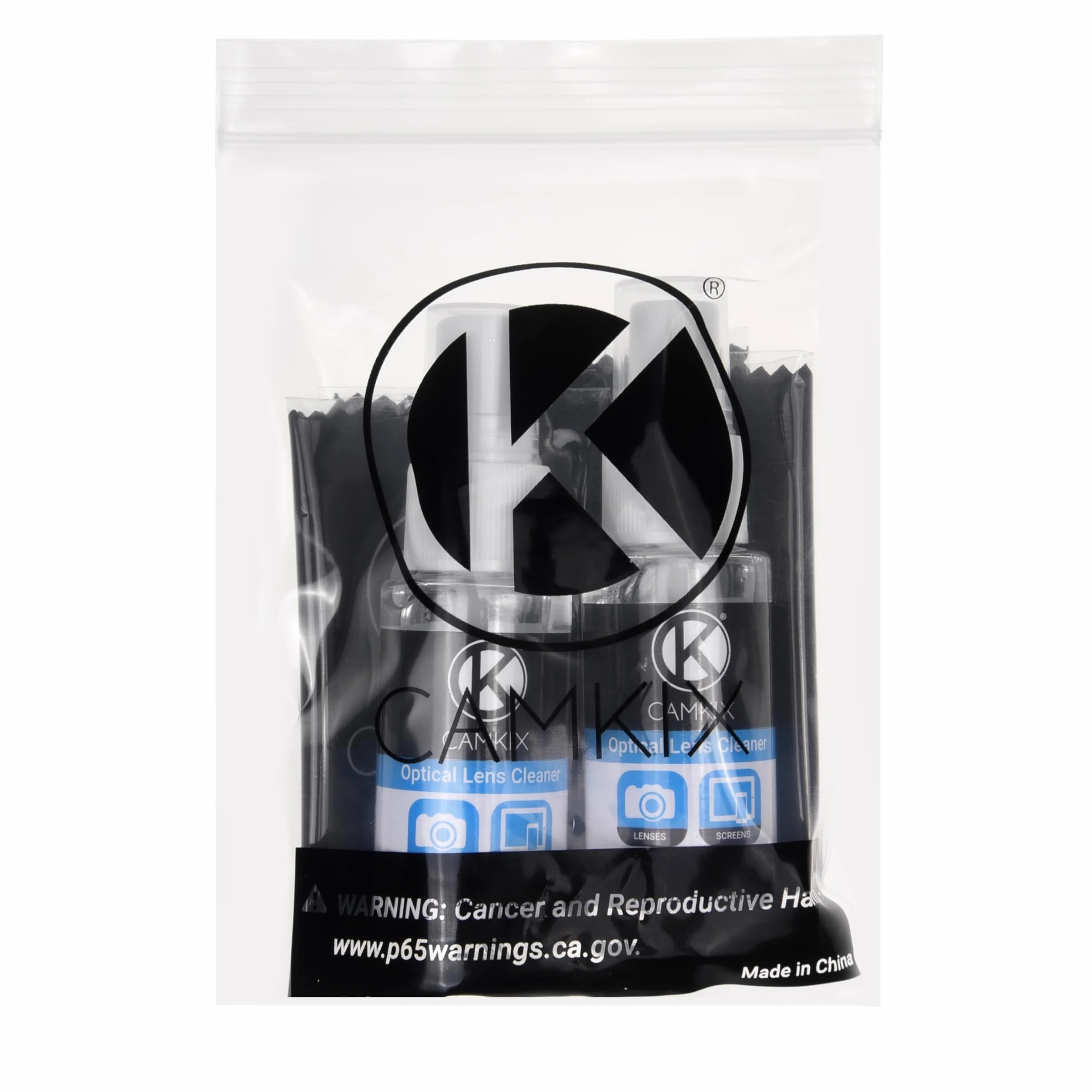 Kit Camkix Nettoyage : Flacon de Liquide, Chiffons Micro-Fibre. pour appareils Photo DSLR, caméra Go Pro, Smartphone, Tablette, Notebook.