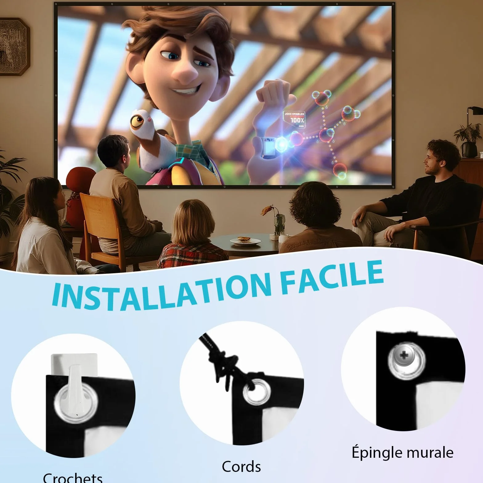 Écran Projecteur Portable 120 Pouces Extérieur- LEORFI Fond Noir Amélioré Opaque - Toile de Projection Intérieur/Extérieur - Écran Projecteur Pliable Lavable pour Cinéma Maison - Avec Sac de Transport
