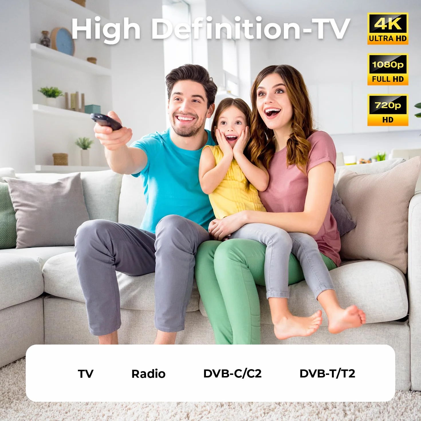 deleyCON 20m Câble Antenne TV (IEC-Fiche vers IEC-Coupleur) Coaxial HDTV Blindage 4-fach 2x Noyau Ferrite Filtre Courant Gaine DVB-T DVB-T2 Radio DAB - Blanc
