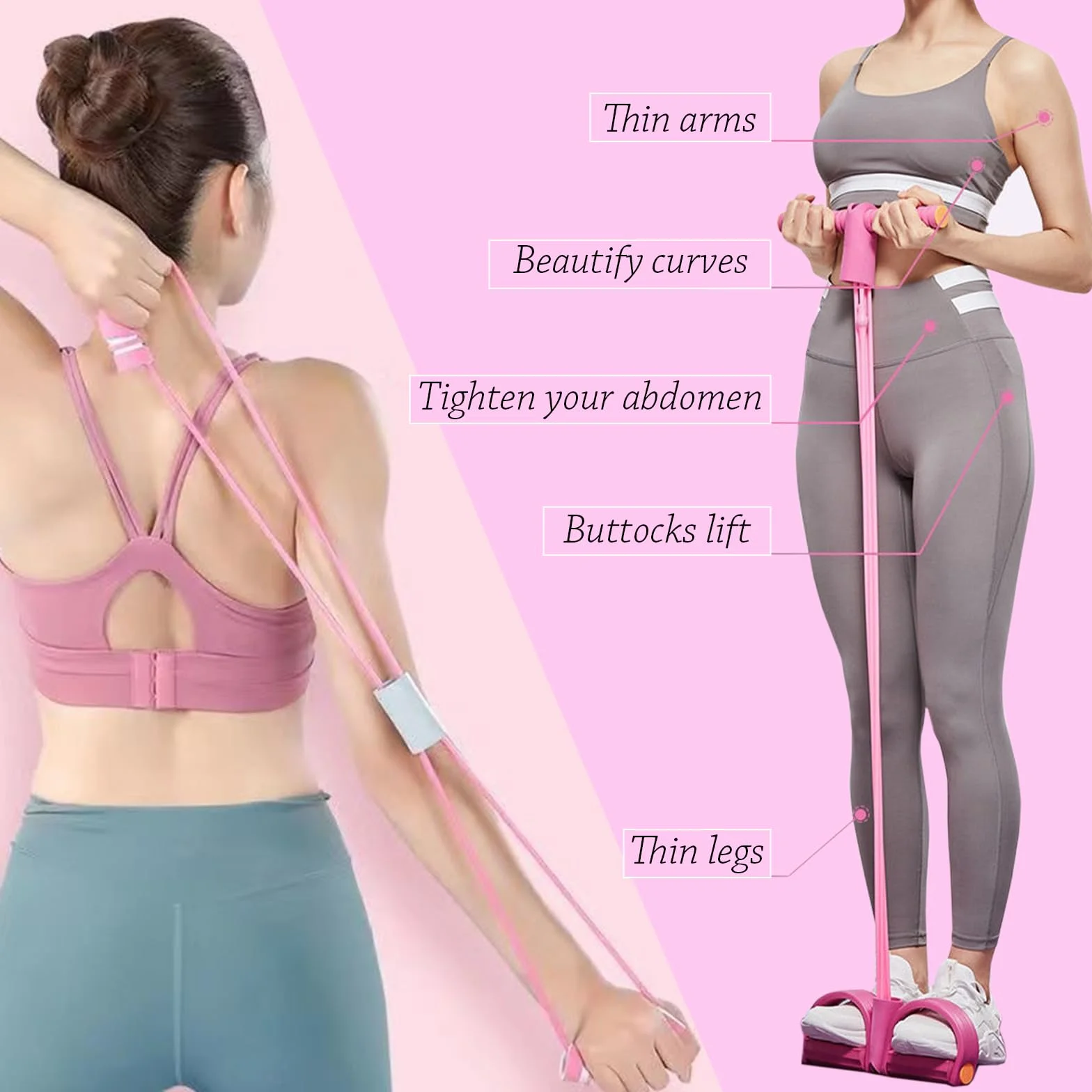Multifonctionnelle Corde de Tension avec Figure 8 Bande de Résistance 6 Tubes Élastique Sport Expander pour Gymnase Yoga