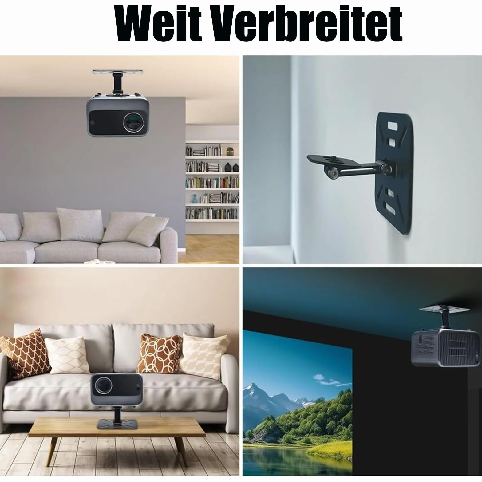 Support de projecteur réglable rotatif 360° universel home cinéma noir