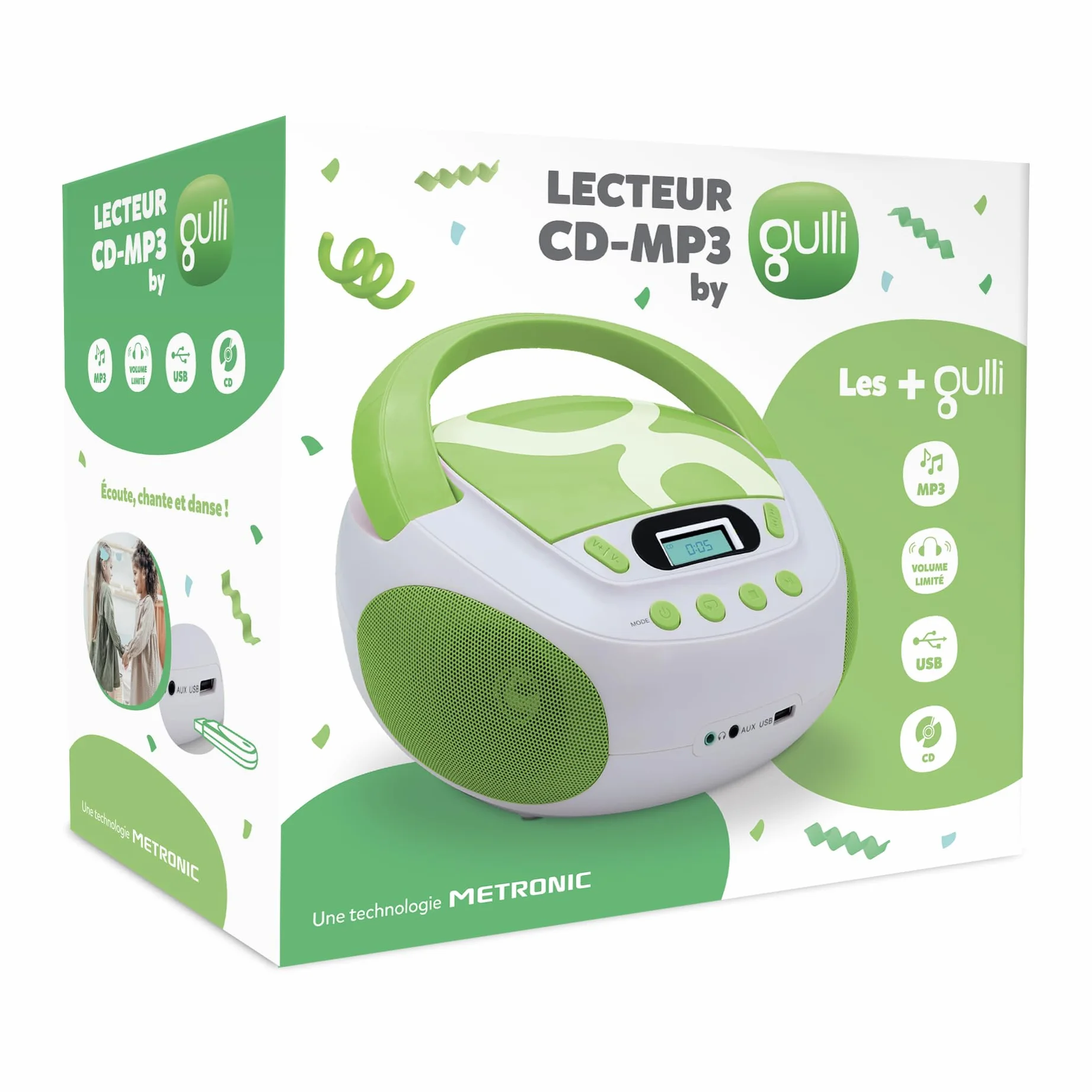 METRONIC Gulli Lecteur CD-MP3 avec Port USB Vert