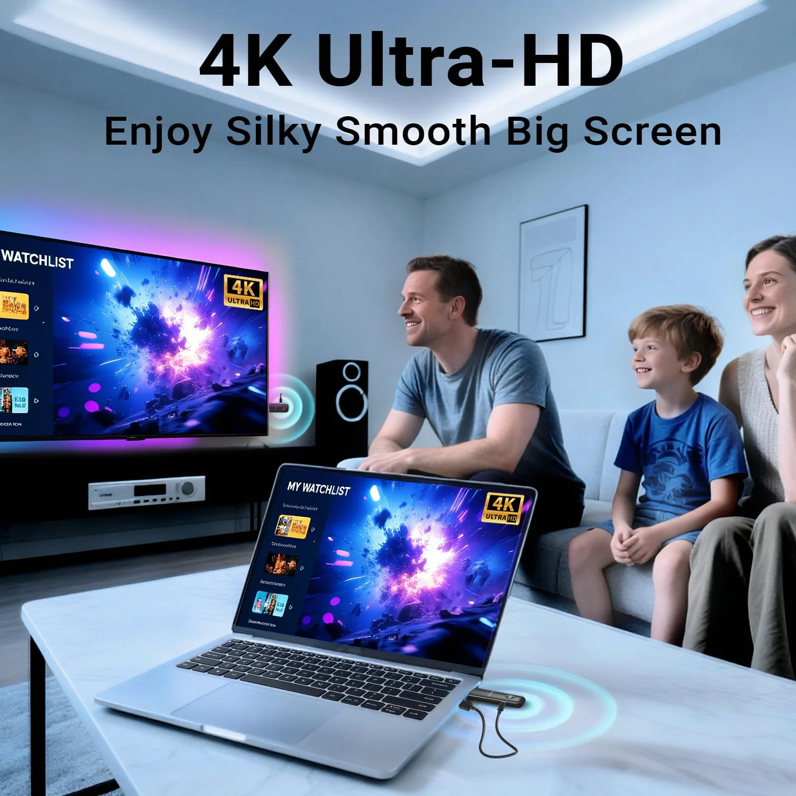 MINIX HDMI sans Fil 4K – Transmetteur, Émetteur et Récepteur HDMI sans Fil Plug & Play, 1080P@60Hz, 50m, Streaming Vidéo 4K pour Ordinateur Portable/PC vers Projecteur/Moniteur/HD TV