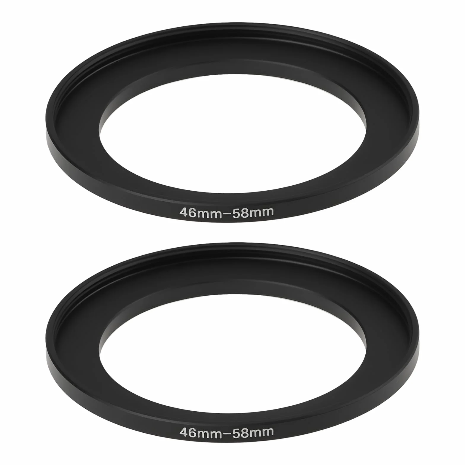 Lot de 2 bagues d'adaptation Step Up en alliage d'aluminium 46 mm à 58 mm Filetage 0,75 mm pour filtre d'appareil photo
