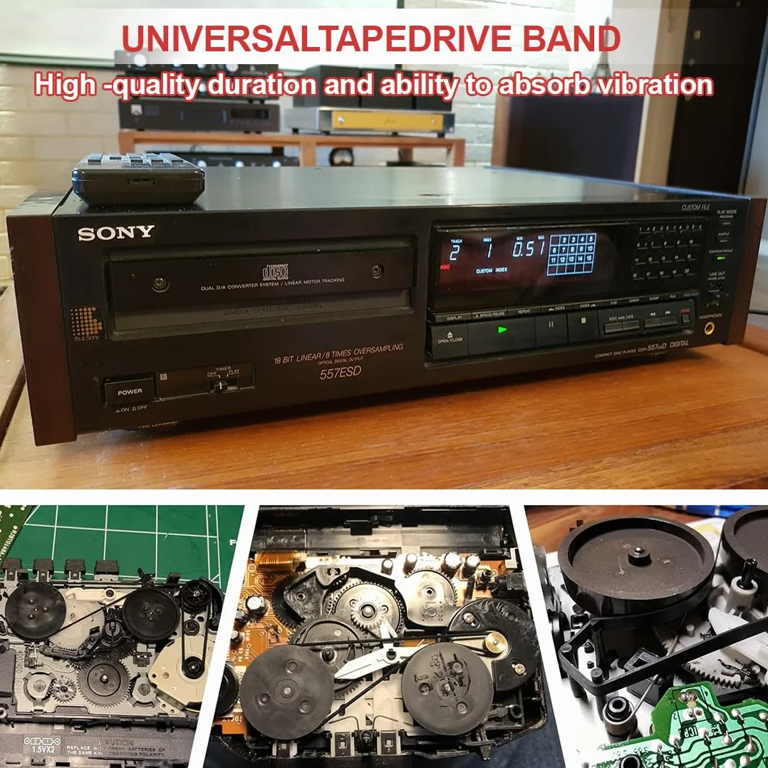 Ceinture Cassette Tape Universelle, 28 Pièces Noires pour Réparation Enregistreur Baladeur Lecteur DVD CD-ROM