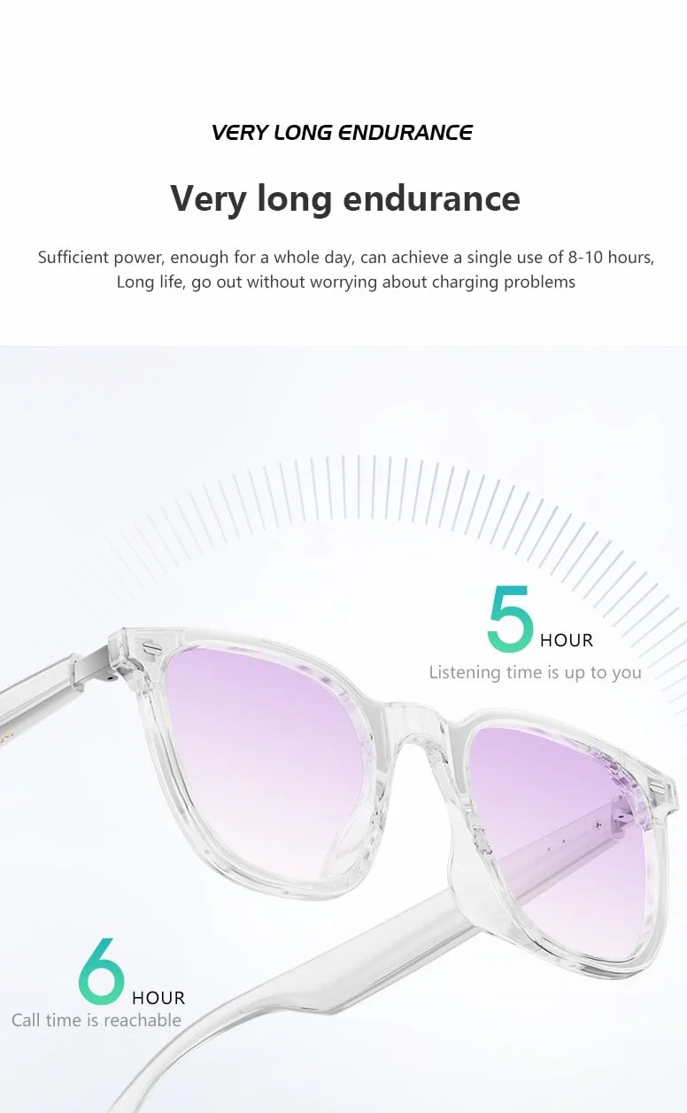 Lunettes Intelligentes avec Caméra 1080p 8 MP, Commande Vocale, Assistant IA, Reconnaissance d'Objets, pour Vlogging, Conférences et Enregistrement Vidéo (Violet)