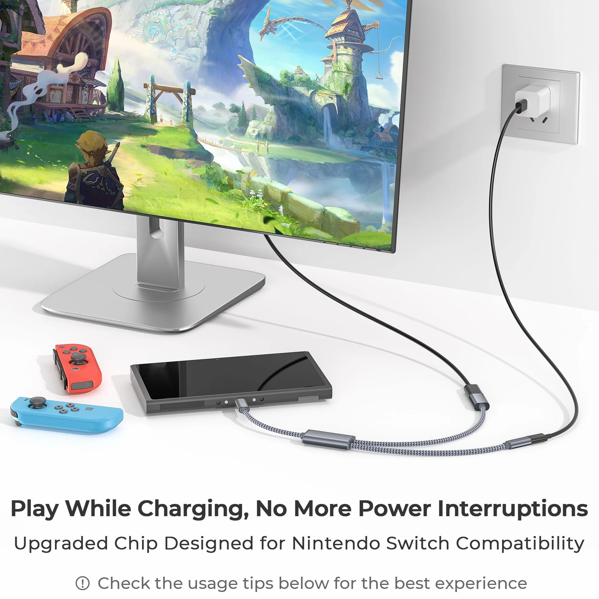 Basesailor Adaptateur USB C vers HDMI,2-en-1 Type C vers HDMI 4K@30Hz avec charge PD 100W femelle pour iPhone 17/16/15 Pro Max Plus,MacBook,iPad Air/Mini,Samsung S25/S24/S23,Steam Deck,Nintendo Switch