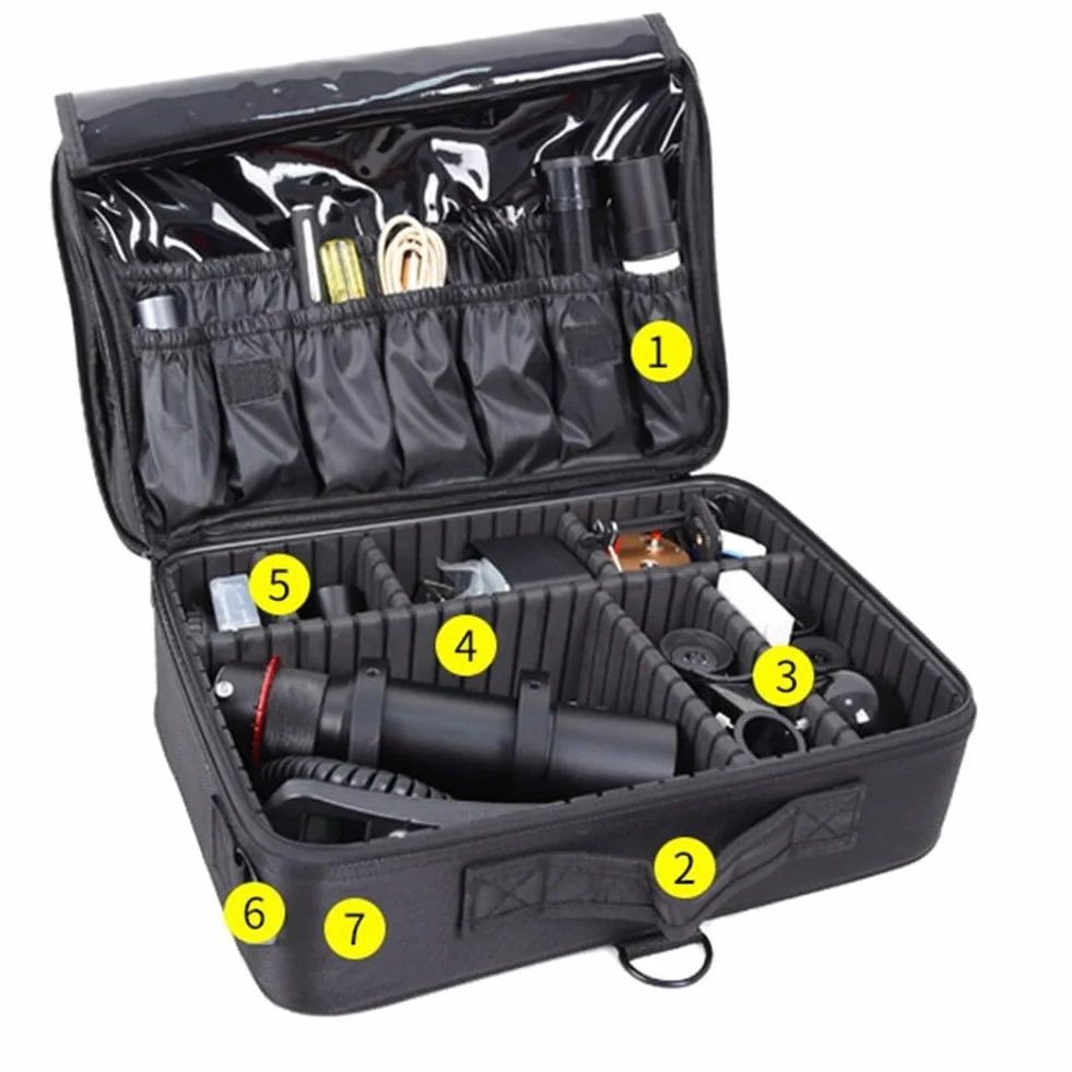 Zoegneer Sac de rangement pour accessoires de télescope astronomique avec séparateurs amovibles en tissu Oxford pour camping, randonnée, astronomie, photographie, oculaire, noir, S ou L (taille L)