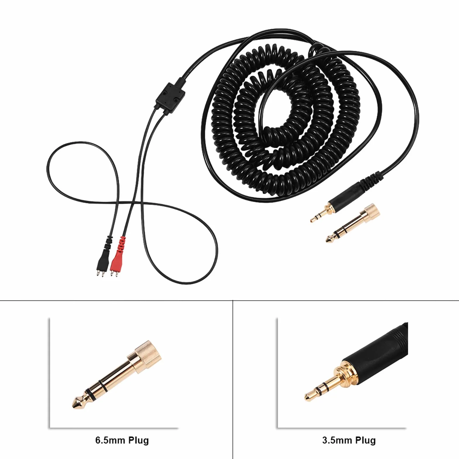 Tbest Hd25 Cable,Cable HD 25,Câble De Casque Enroulé,Câble De Bobine À Ressort De Remplacement pour Écouteurs Hd25/ 560/540/ 480/430