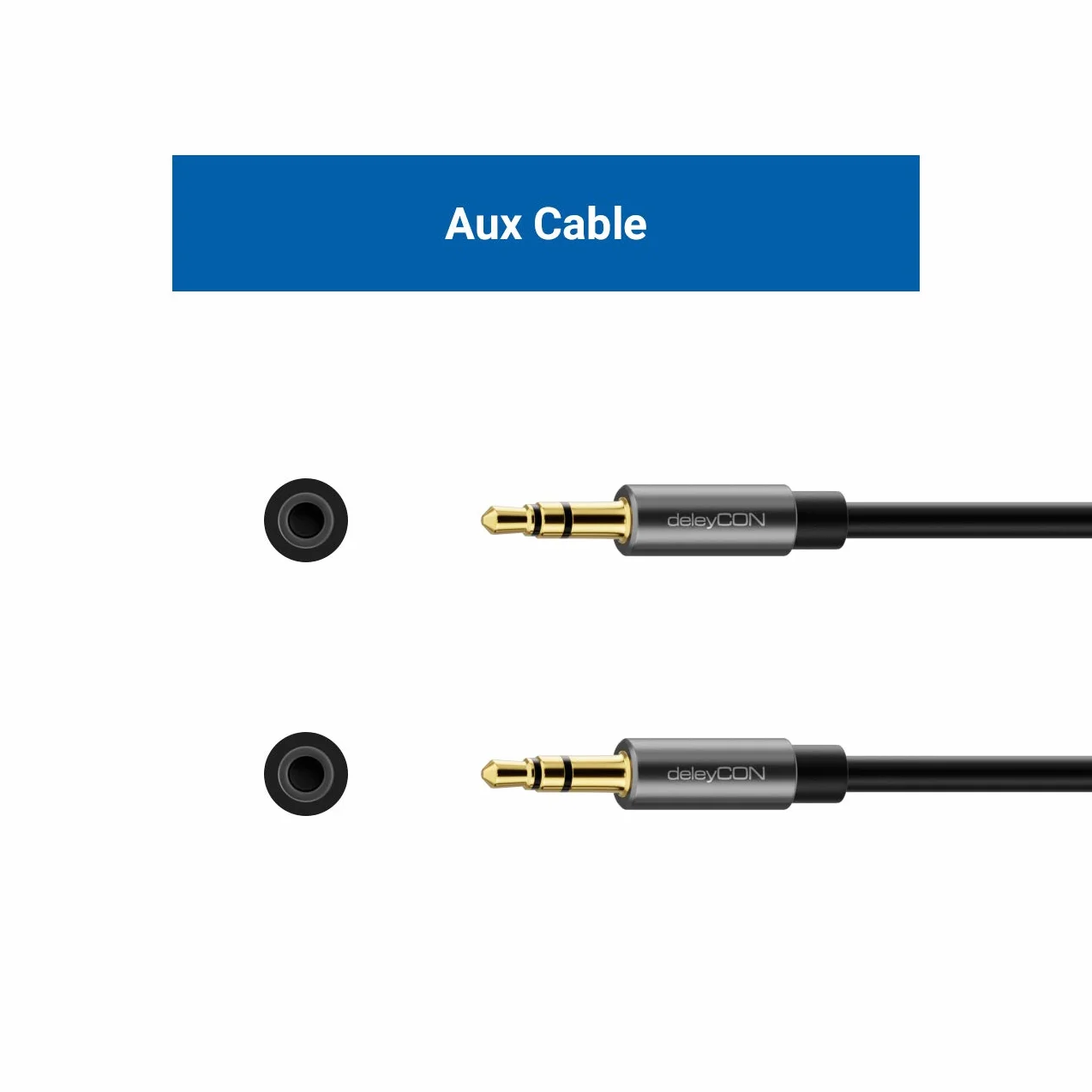 deleyCON 5m Câble Jack Audio Stéréo AUX 3,5mm Liaison sonore Connecteur Métallique Smartphone Mobile Tablette Casque HiFi Récepteur (Extra fin & Flexible)