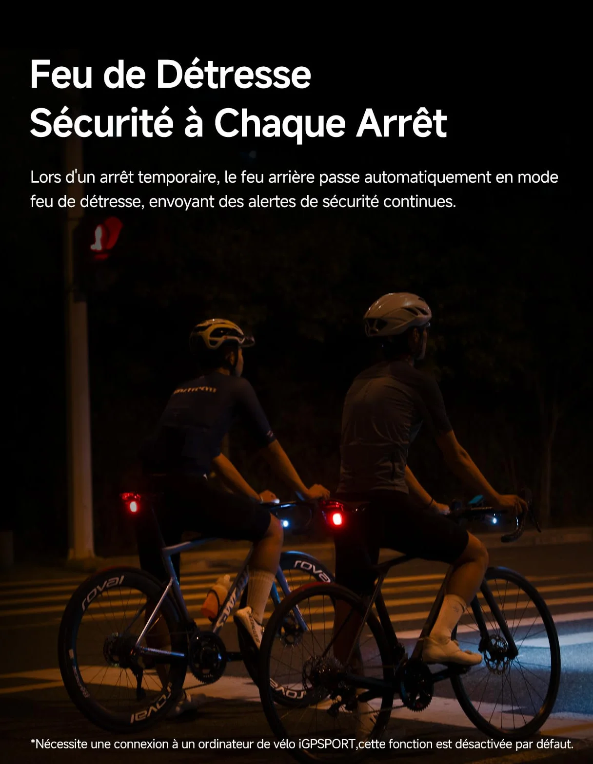 iGPSPORT TL50 Feu Arriere Velo IPX7 6 Modes 1.2 km Avertissement Freinage