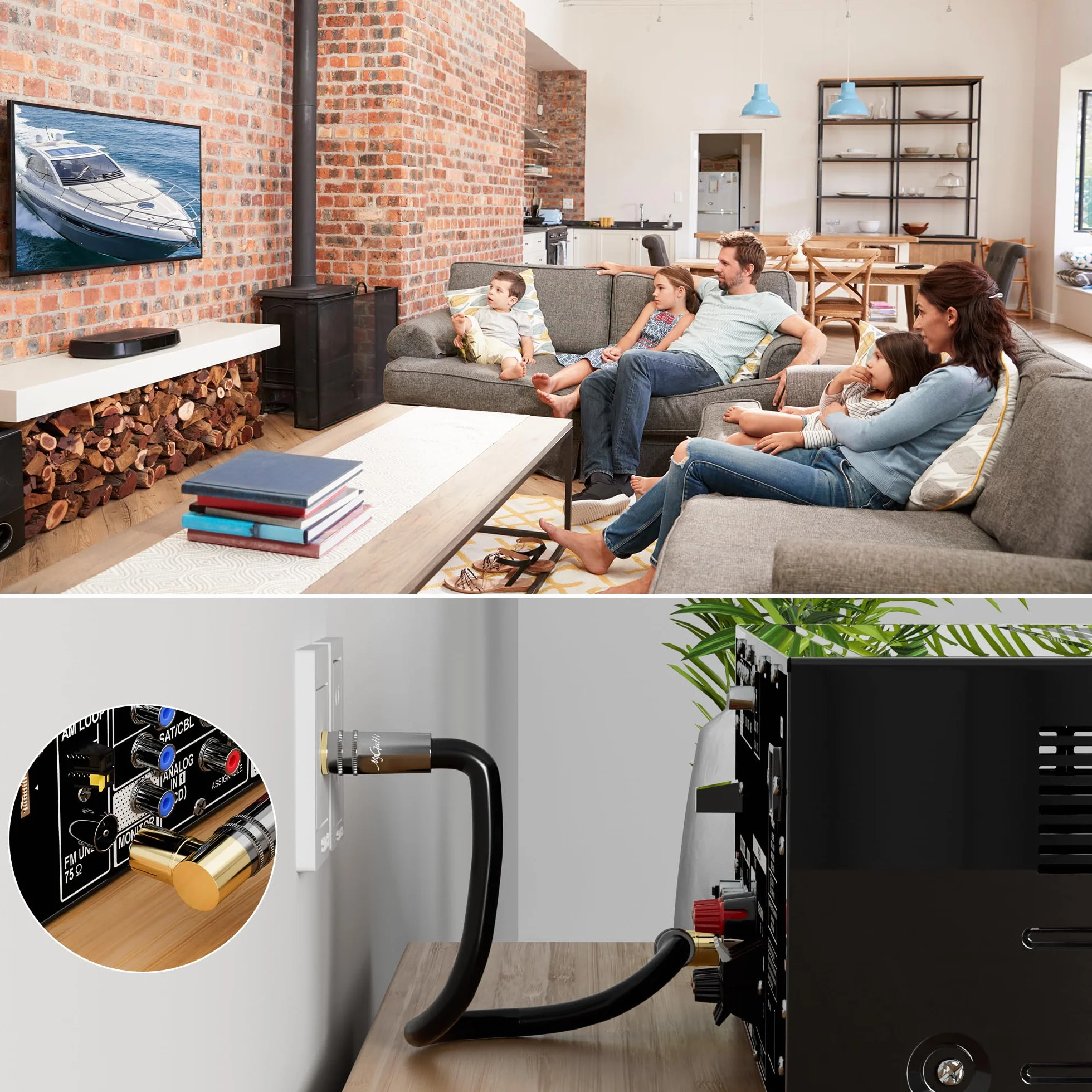 Câble d'antenne 3 mètres RG6 4K coudé(90°Degrés)/droit,câble satellite,câble TV Coaxial HD-75 Ohm IEC-Connecteurs métalliques robustes plaqués or,Noir,avec 5 attaches
