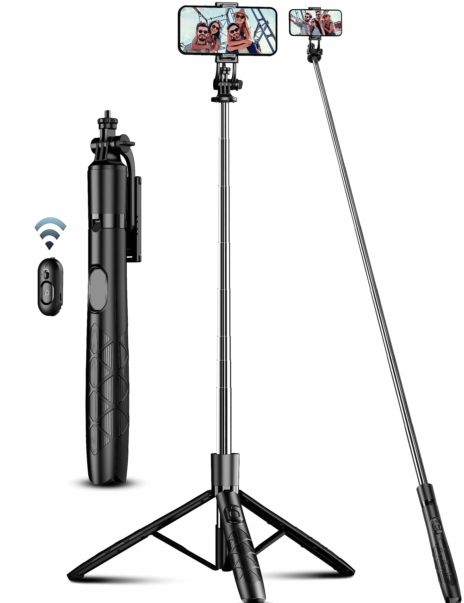 Trépied Selfie Stick 163.5cm avec Télécommande pour Smartphone iPhone Samsung GoPro