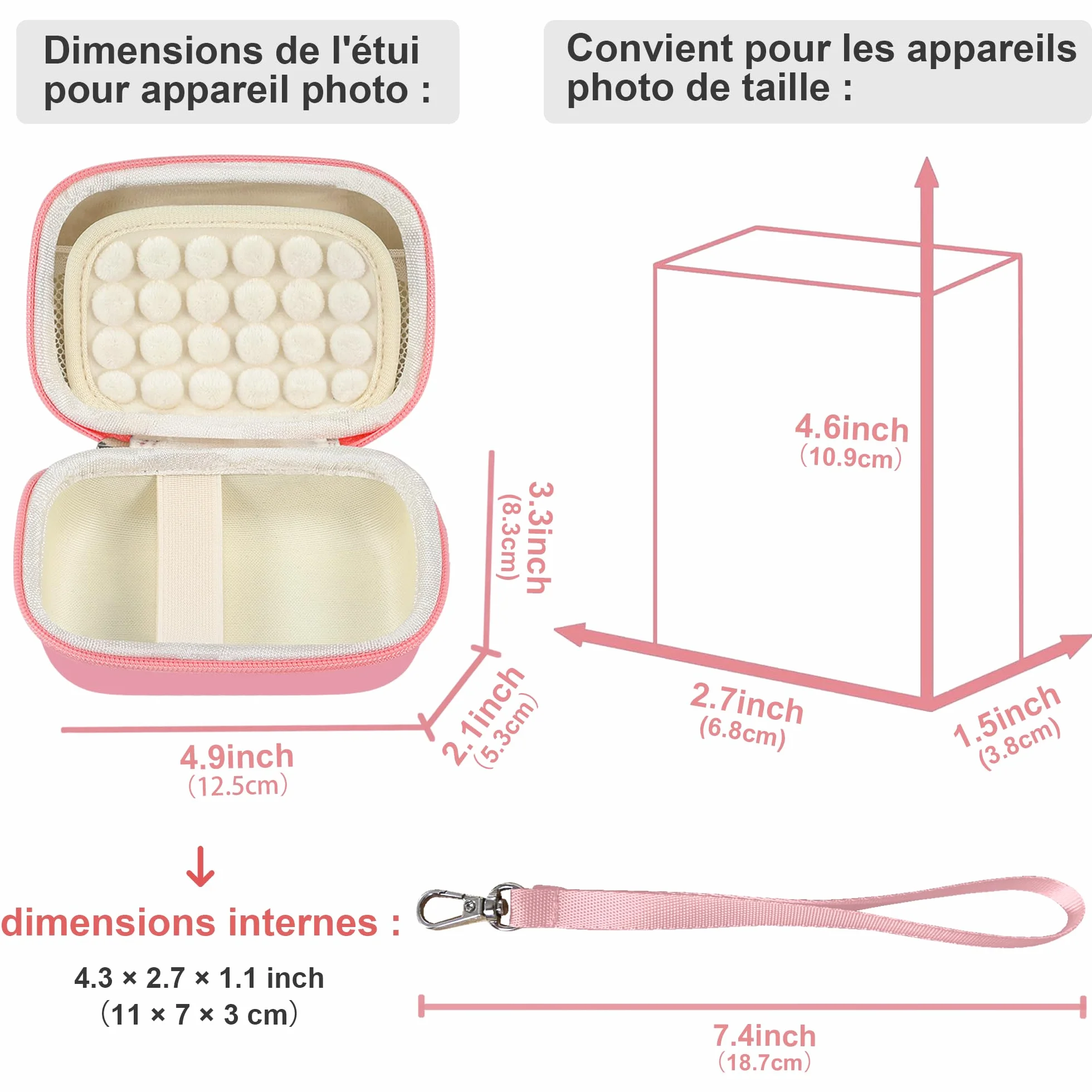 Étui pour Appareil Photo Numérique Leayjeen, Compatible Kodak Pixpro C1 Canon IXUS 285 HS, Coussin Amortisseur Rose
