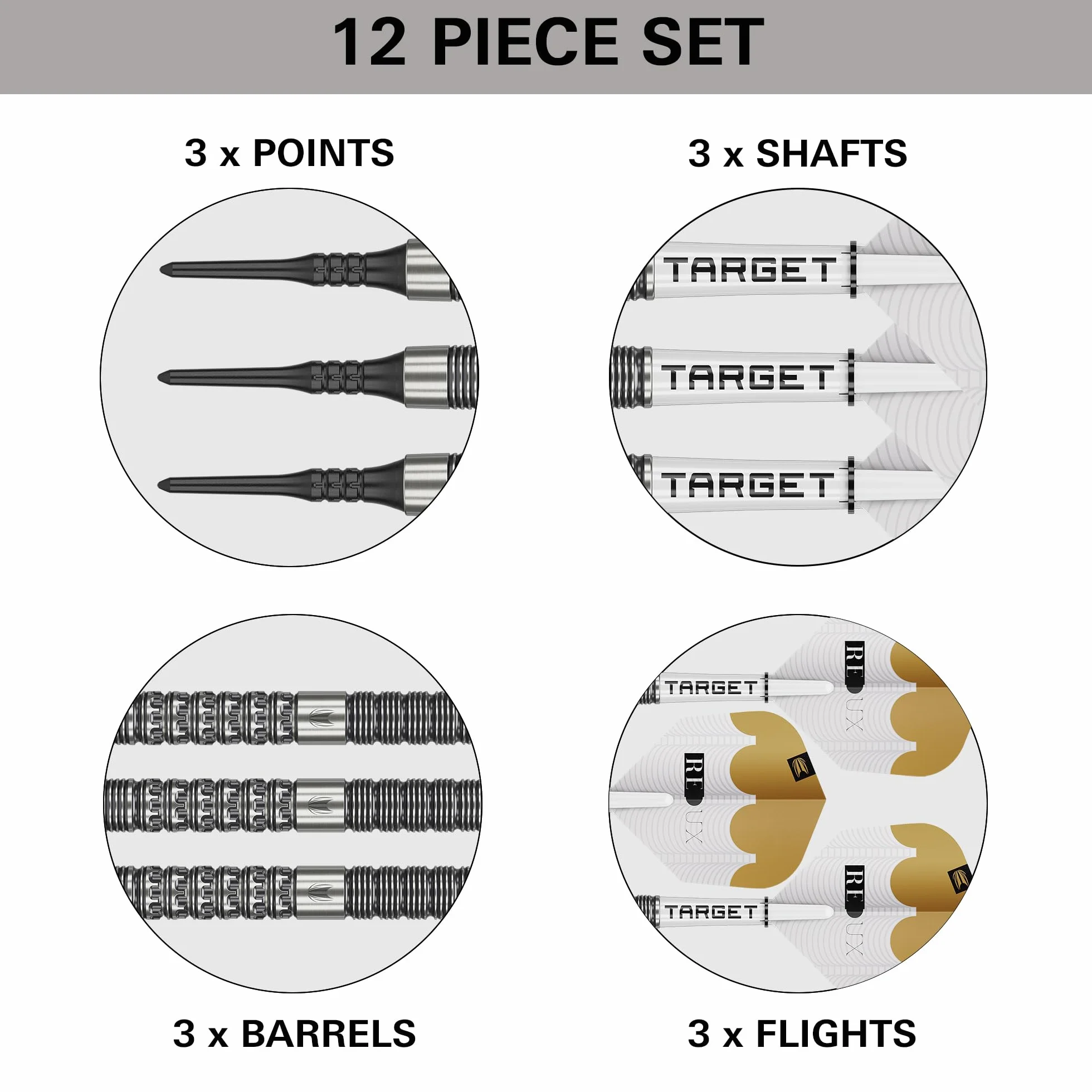 Target Darts Redux Jeu de Fléchettes à Pointe Souple 18G 90% Tungstène Ailettes Pro Ultra N° 6 Tiges Pro Grip Tag Pointes Pixel