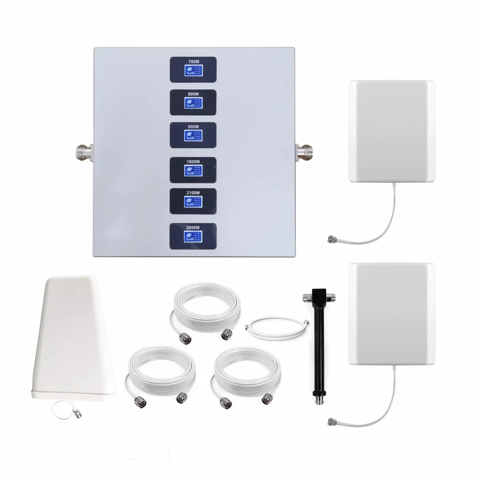 Amplificateur 4G 5G Amplificateur Reseau Mobile 6 Bandes, 1 à 2 | Améliorez 2G/3G/4G/5G, Deux Antennes D'intérieur
