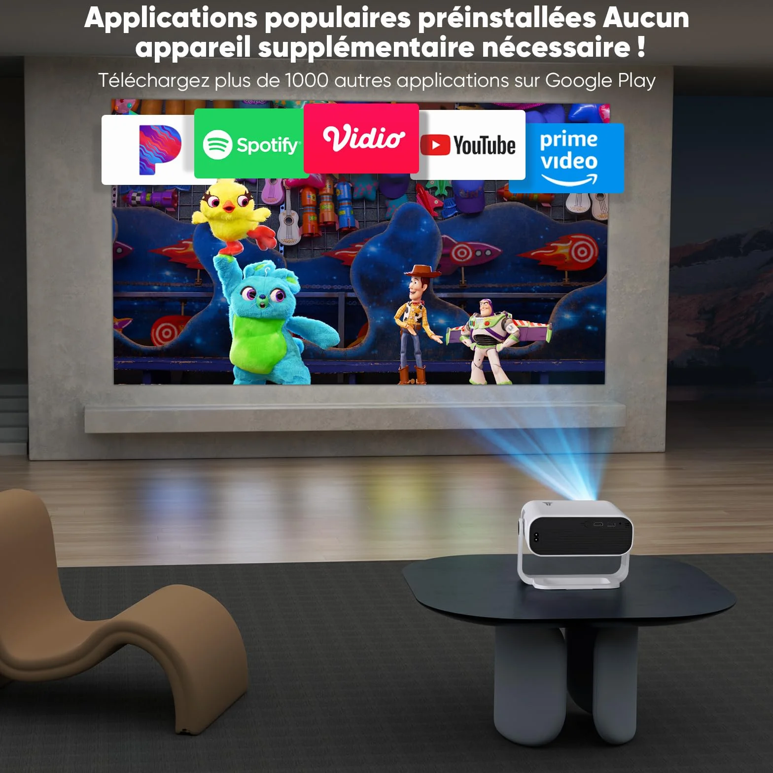 Videoprojecteur Intelligent 1080P Natif 4K WiFi 6 Bluetooth 5.2 210ANSI Correction Trapézoïdale Automatique Focus Électronique
