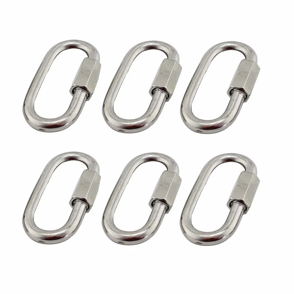 Lot de 6 Maillons Rapides M5 en Acier Inoxydable 304, Mousquetons INOX Ovale pour Camping et Randonnée