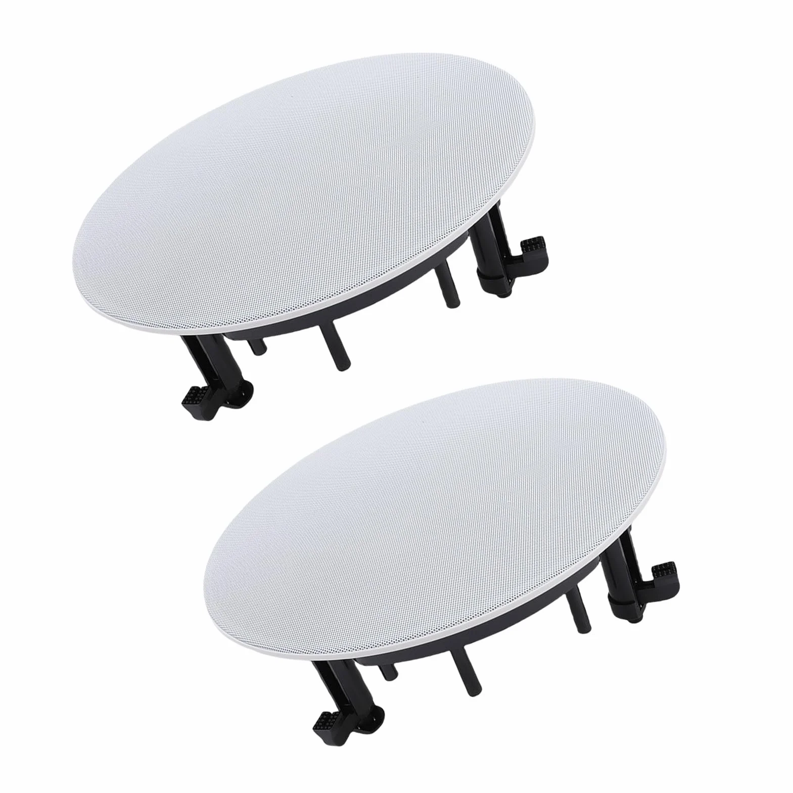Sxhlseller Lot de 2 Grilles de Haut-Parleur de Plafond Rondes Magnétiques en Métallique avec Base de Montage en ABS, Finition Blanche Pouvant être Peinte, Diamètre Extérieur 280 Mm pour