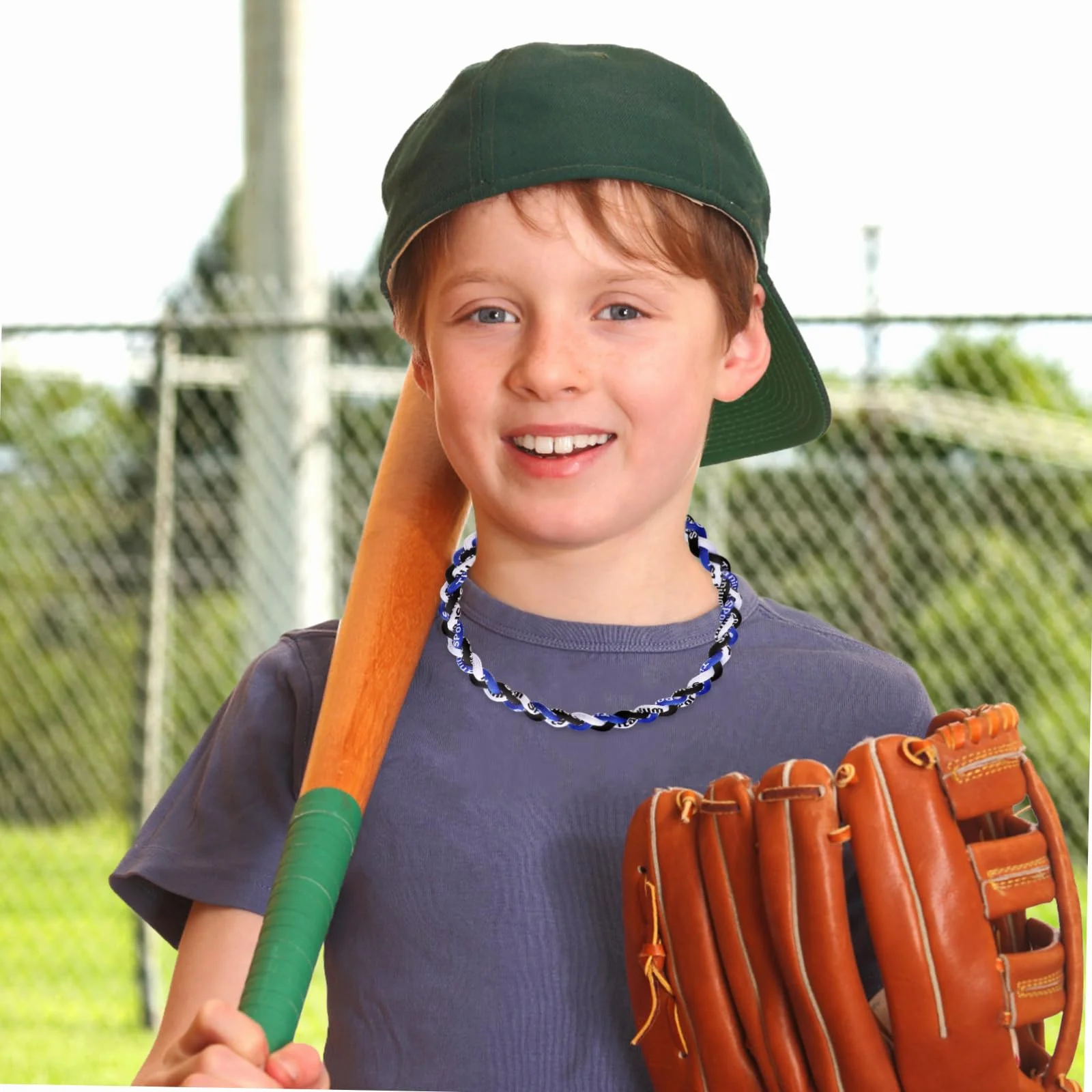 Collier Accessoires Sportifs Baseball Corde en Tressé pour Hommes 3 Pièces