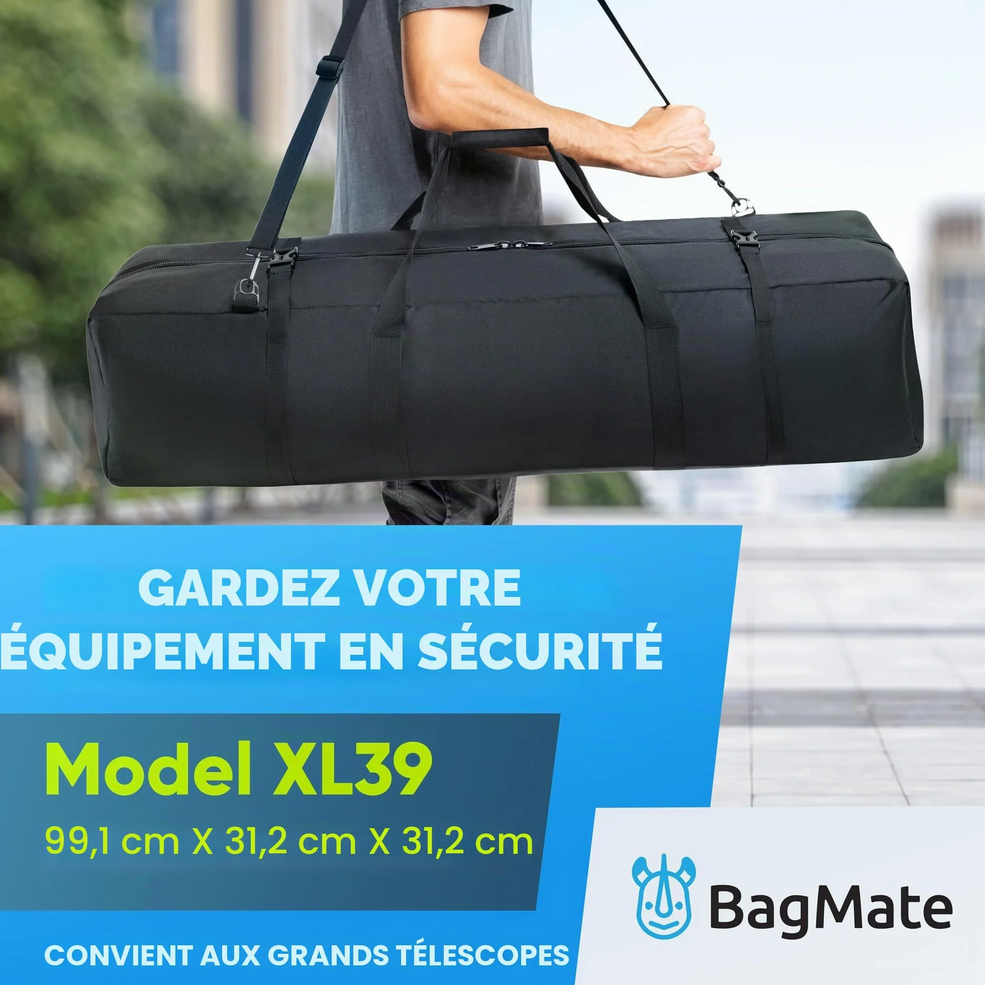 Sac de télescope Multifonctionnel - Absorbeur de Chocs - avec bandoulière réglable et Espace de Rangement supplémentaire (99 x 31 x 31 cm)