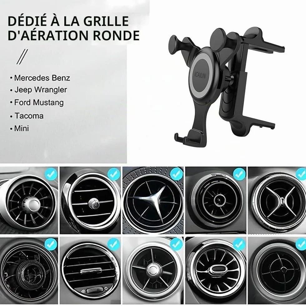 ICAILIN Support Telephone Voiture, Support à Grille d'Aération avec Rotation Support téléphone Voiture Mercedes