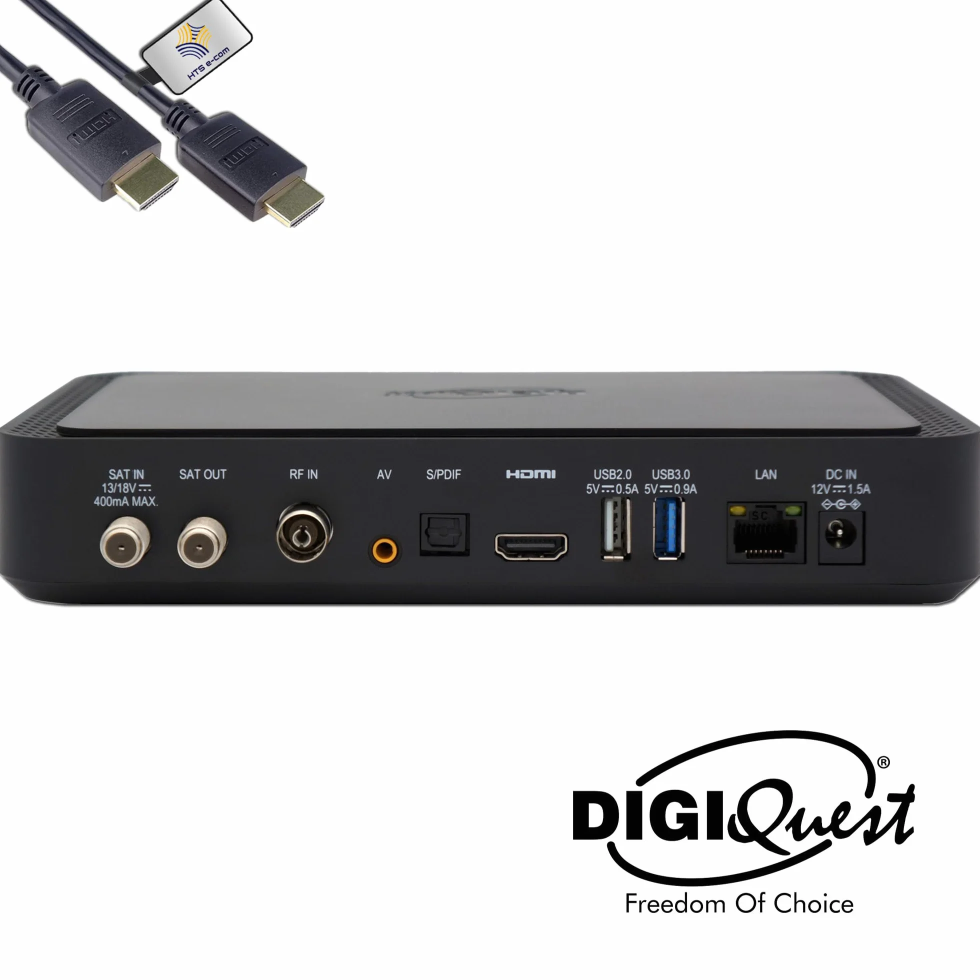 DigiQuest Q99 Récepteur satellite Combo 4K UHD DVB-S2/T2 HEVC HDR PVR Ready Noir