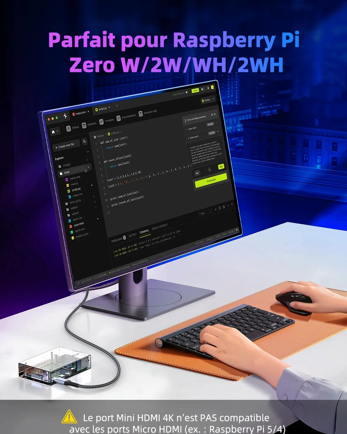 Câble Mini HDMI vers HDMI 2m, 4K@60Hz 2K@120Hz 18Gbps HDMI vers Mini HDMI avec HDR UHD Arc HDCP Compatible avec Caméra, Raspberry Pi Zero, Projecteur, Moniteur, Laptop, HDTV