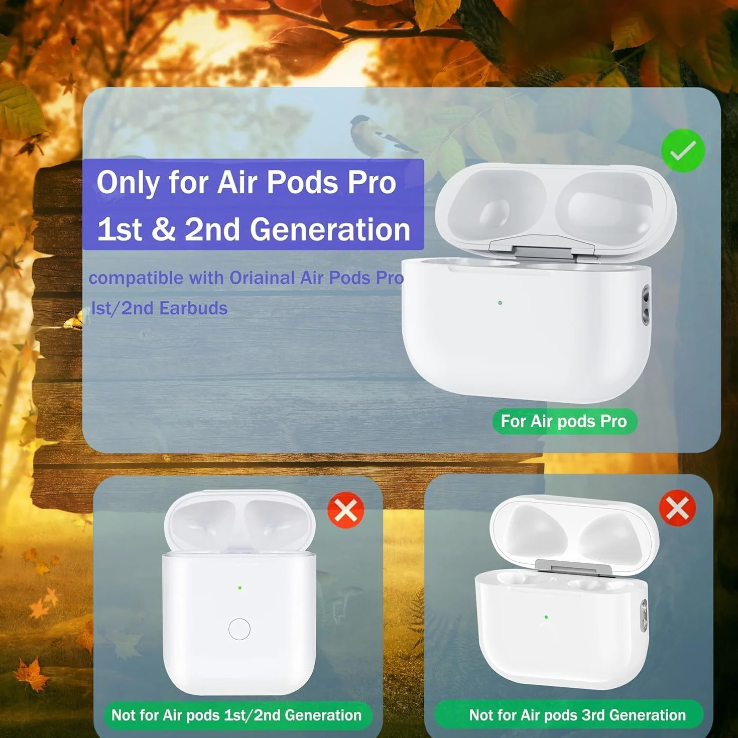 Boitier Charge sans Fil Compatible AirPods Pro 1 Pro 2 Remplacement Étui Chargement Couplage Sync