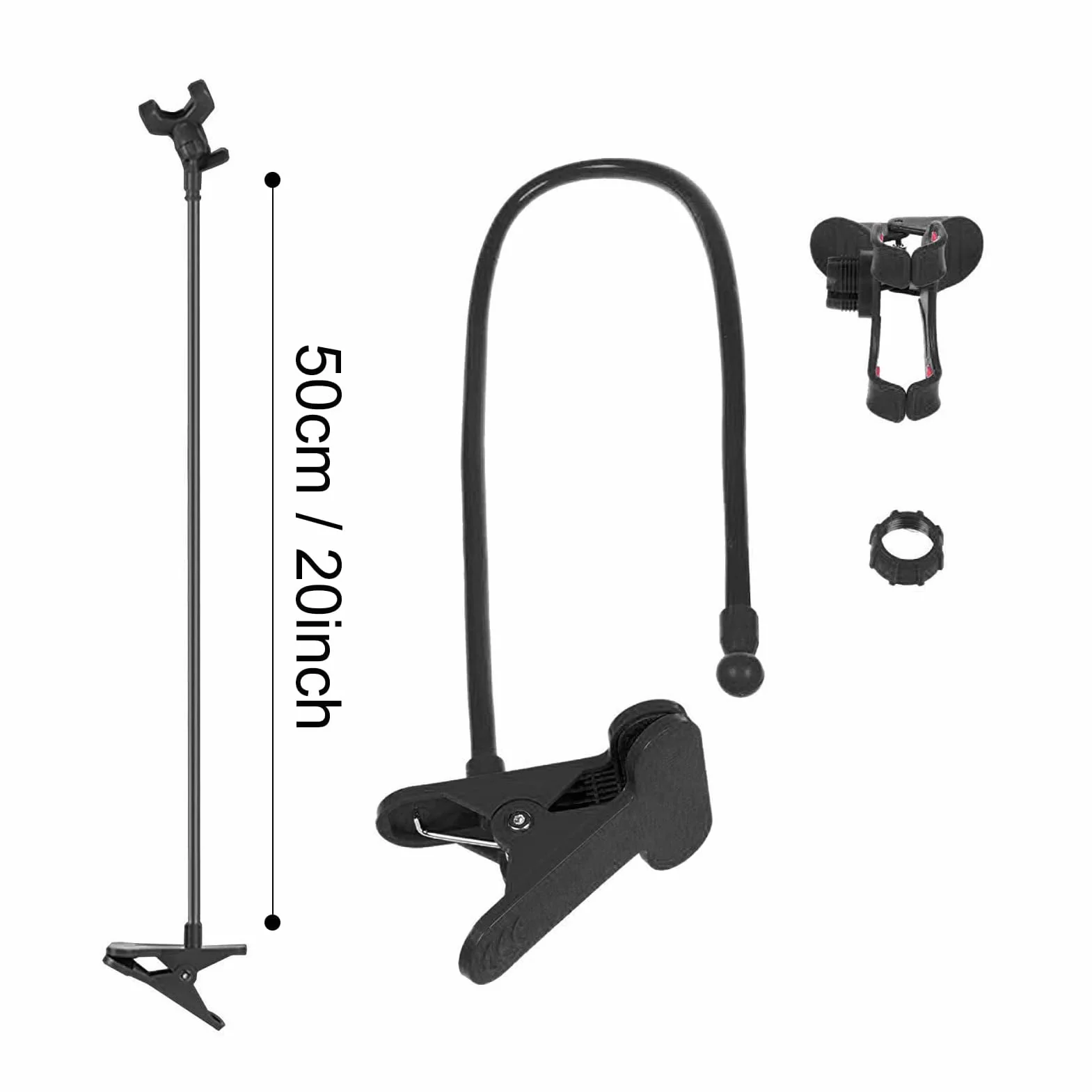 Générique Support Téléphone à Col de Cygne - Bras Long Réglable avec Support pour Tête de Lit ou Chevet,Pince Multifonction pour Smartphones - Fixation Stable Gym, Chambre, Cuisine