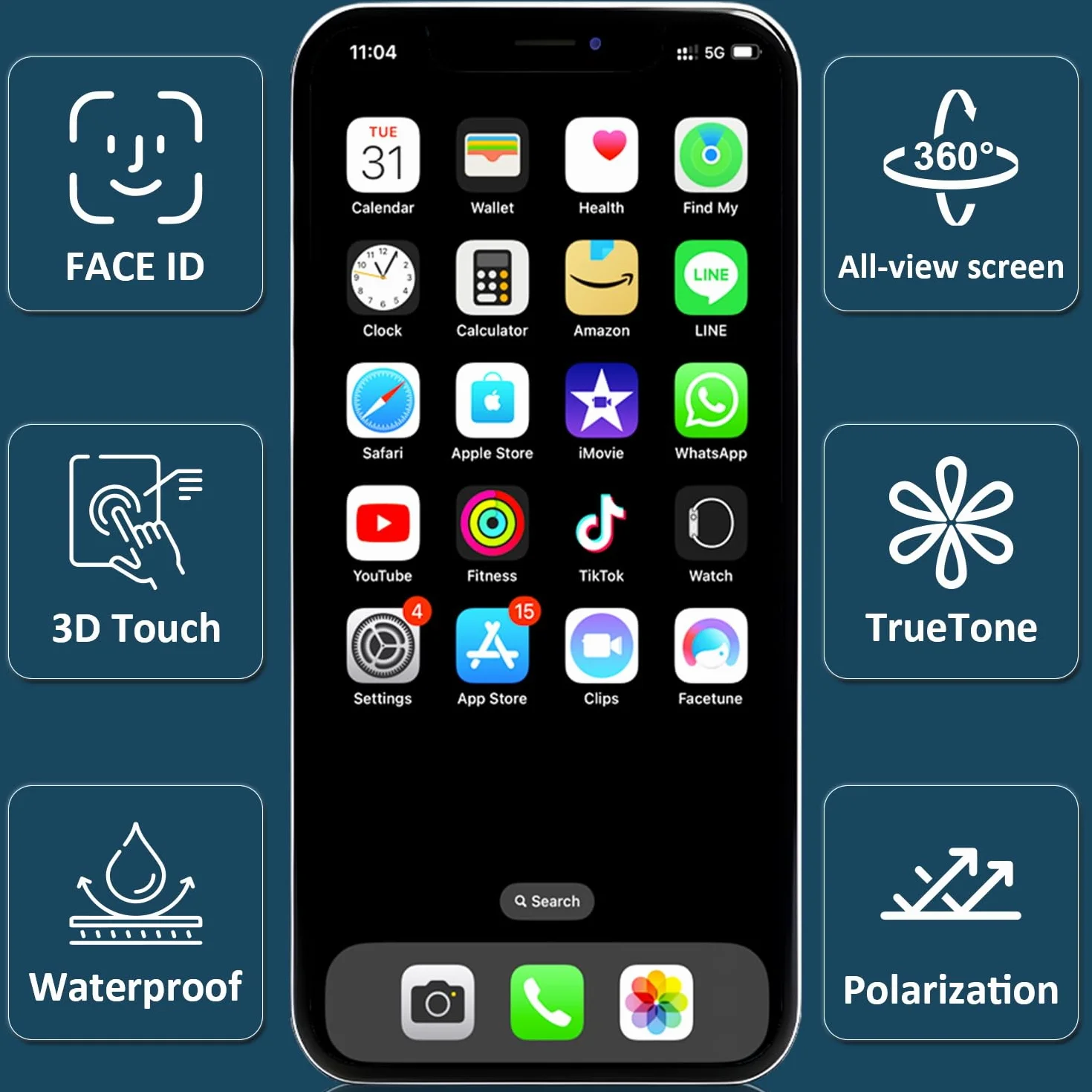 Écran pour iPhone 15 de Remplacement, 6,1 Pouces LCD Full HD Écran Tactile Digitizer avec Kit de Réparation et Protecteur d’Écran