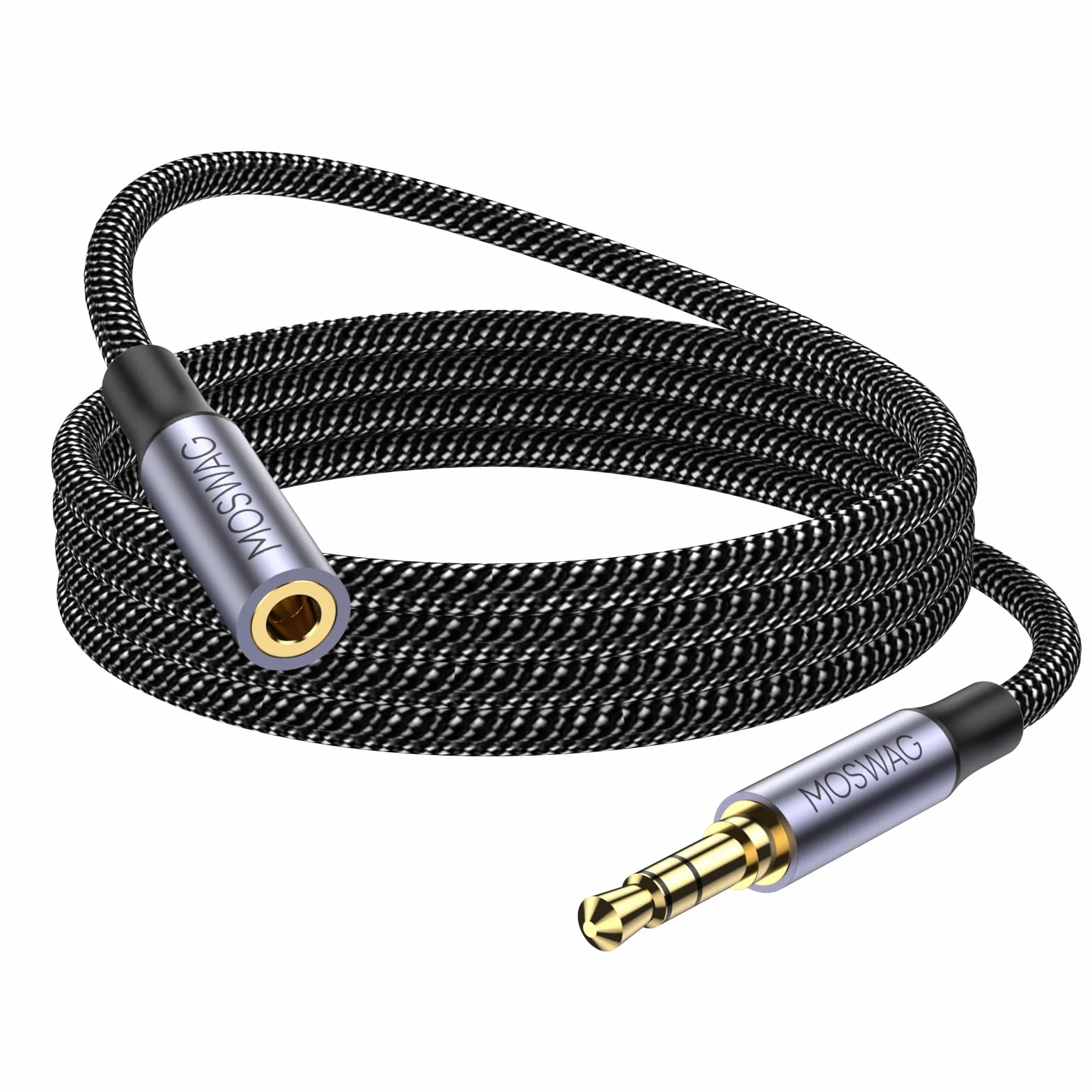 MOSWAG Rallonge Jack Audio 3.5 mm 3 Pôles pour Casque Micro, Nylon Tressé Jack Mâle vers Femelle Câble Extension Audio Stéréo Compatible avec MacBook, IMAC, voitures, téléviseurs, DVD (1M)