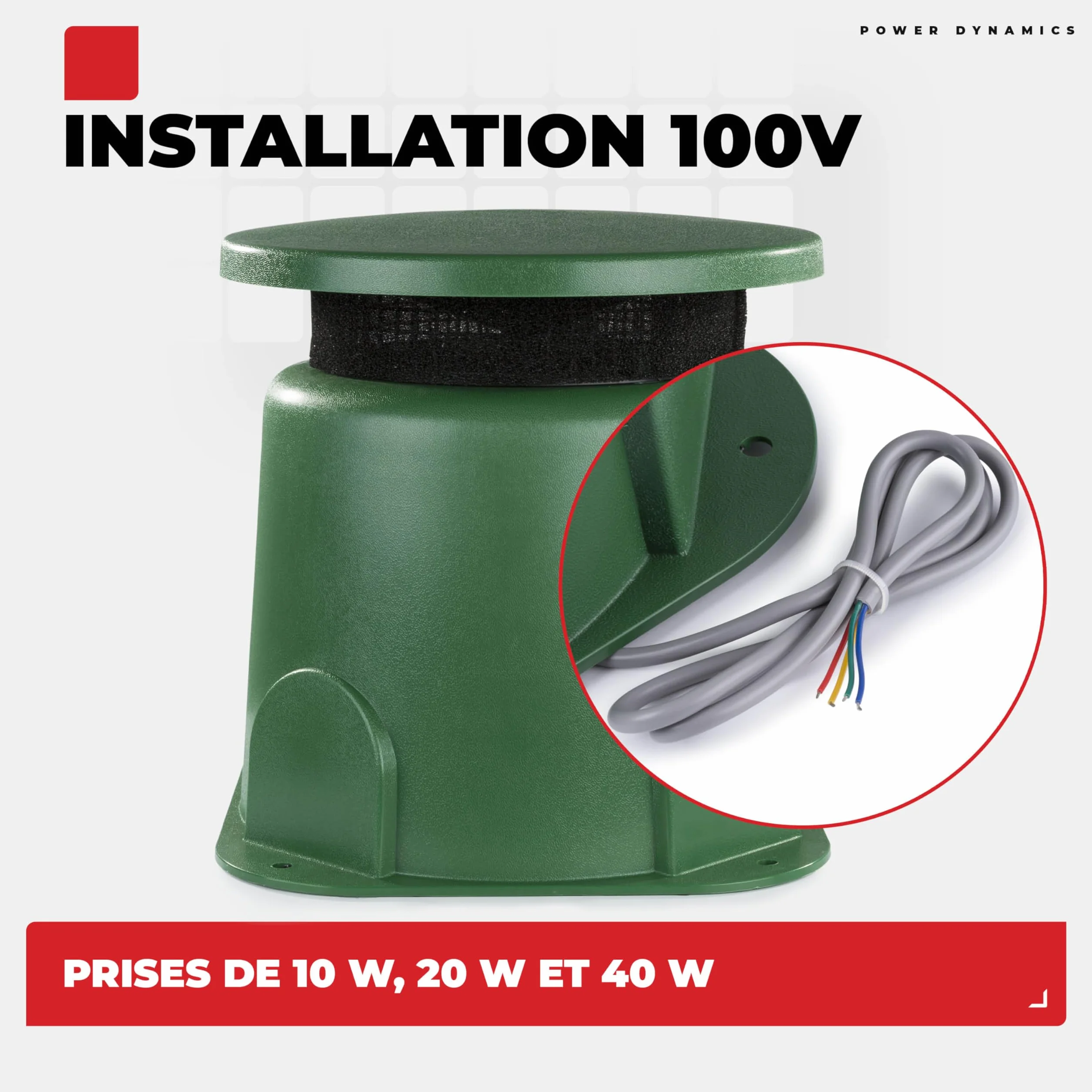 Power Dynamics GS640 - Enceinte Extérieure 100V 40W 6,5″ - Sonorisation Jardin, terrasse & Zones publiques, Installation discrète ou Semi-enterrée