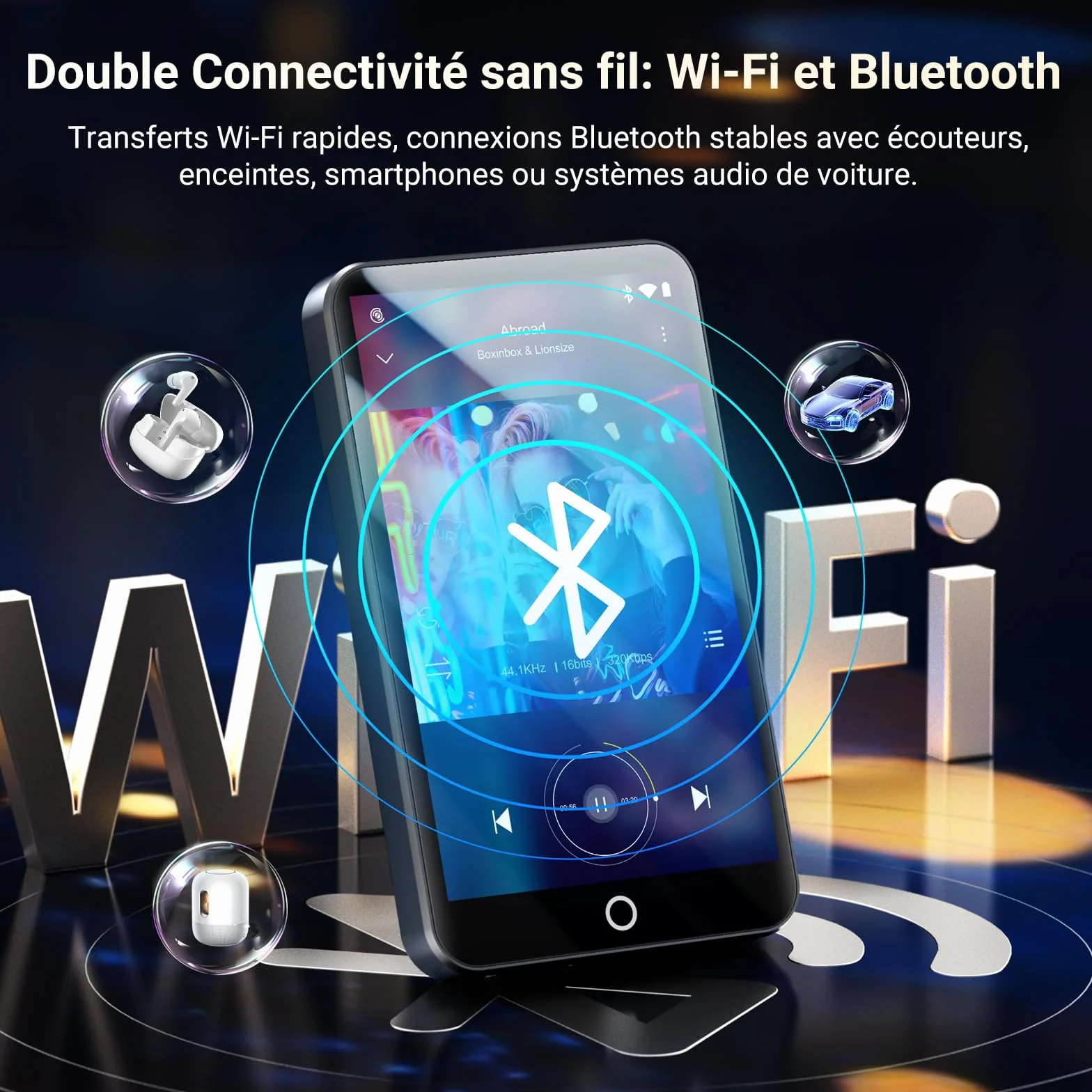 MECHEN 96 Go Lecteur MP3 Android WiFi Bluetooth Écran Tactile 4 Pouces Batterie 2000mAh 1 To Extensible