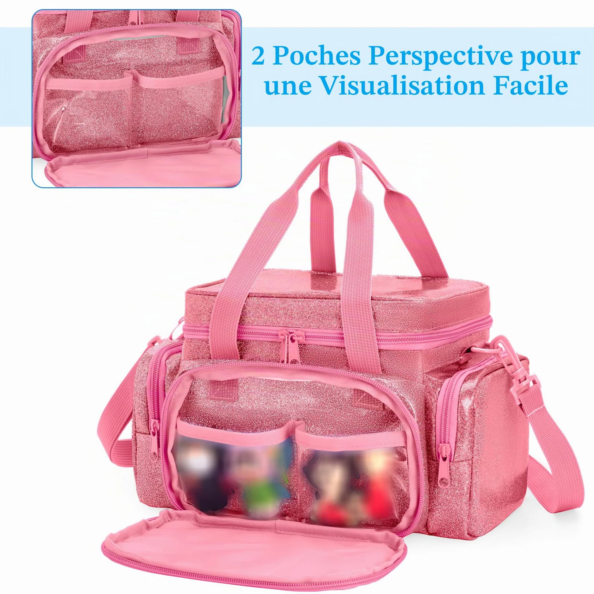 Sac de Transport Compatible Tonie 2/1 Rose, Sac de Rangement pour Lecteur Audio avec Poignée et Bandoulière