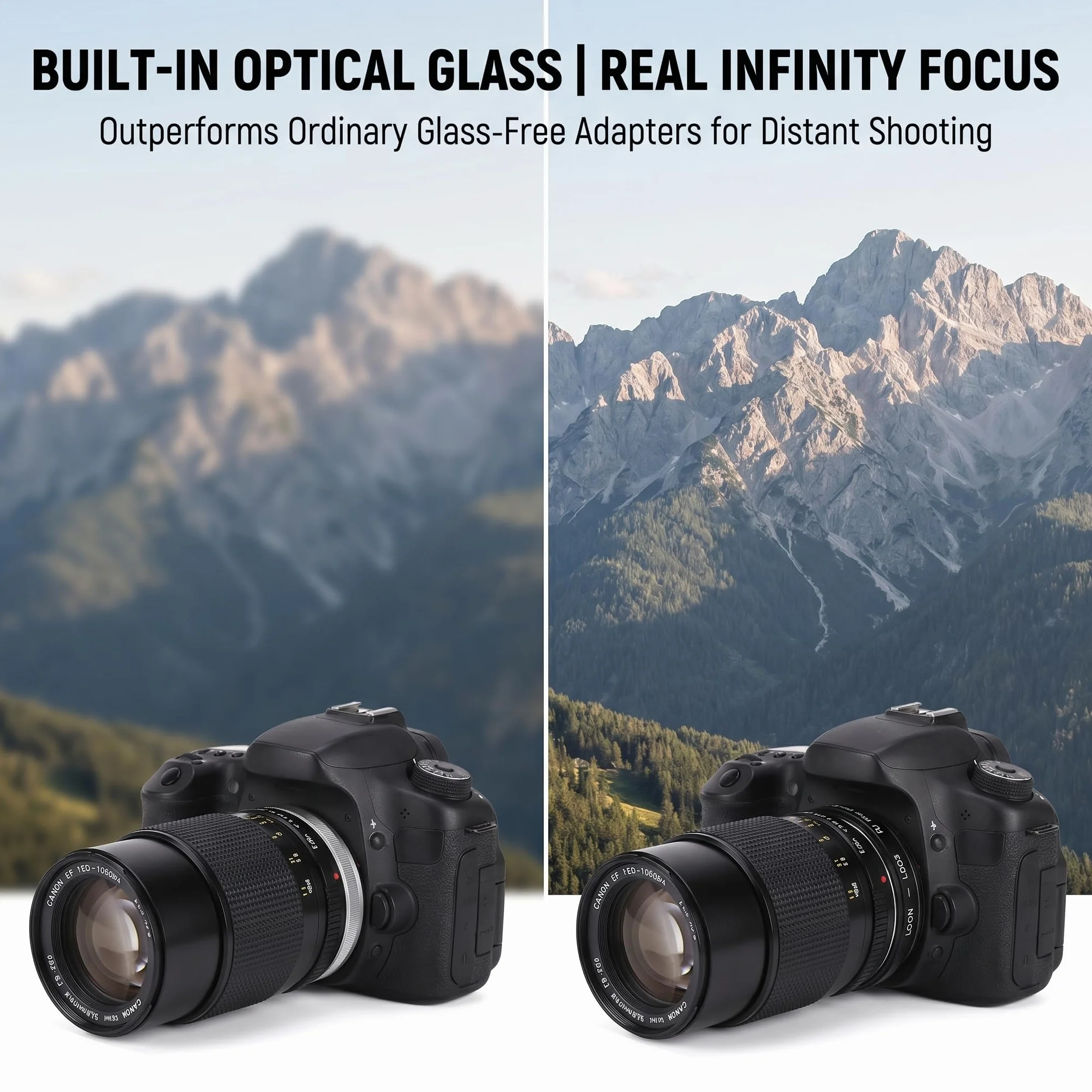 Bague d'adaptation FD-EOS pour monture d'objectif avec mise au point en verre optique Infinity pour appareil photo FD vers EOS EF - Contrôle manuel de l'exposition - Alliage de cuivre et d'aluminium