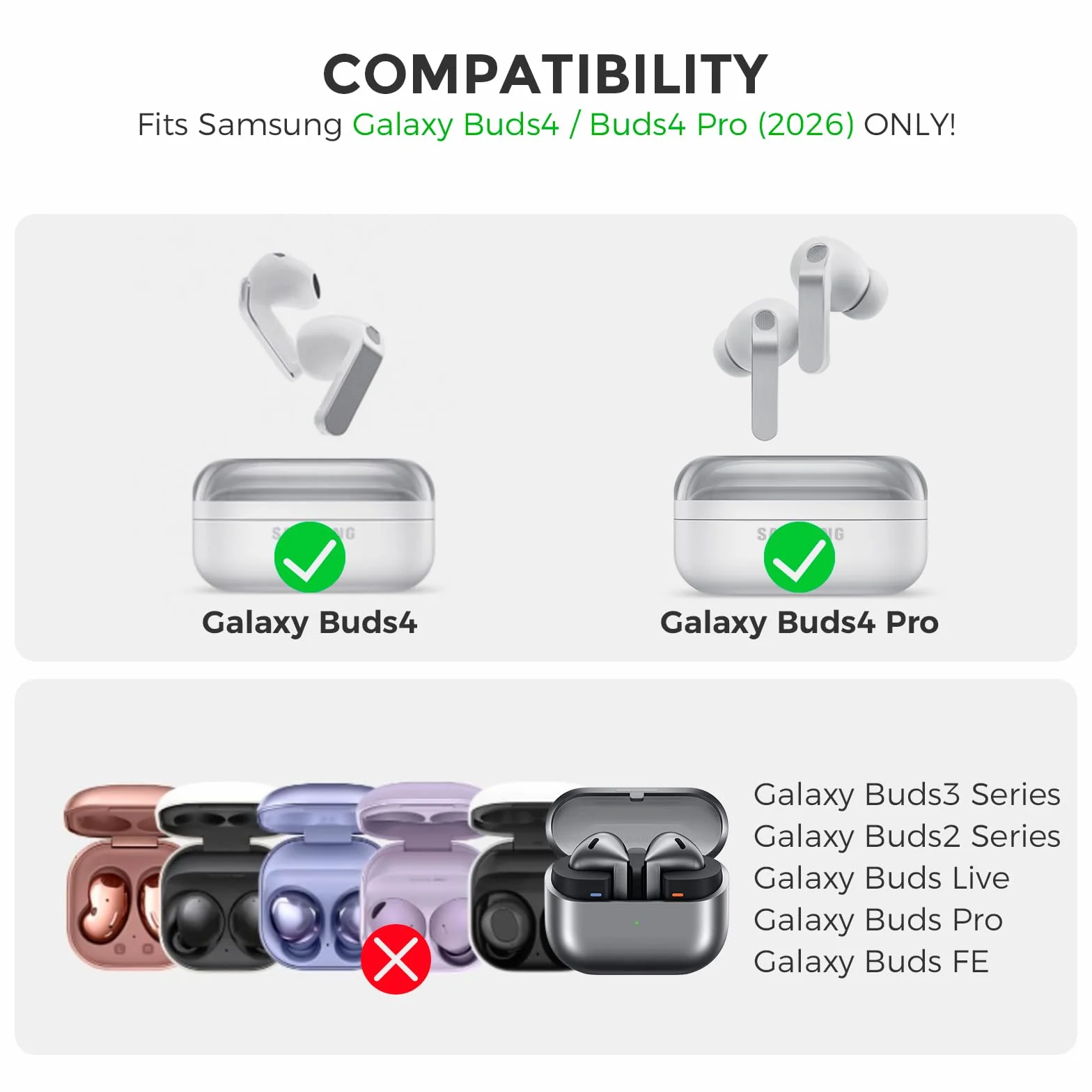 AhaStyle Coque Samsung Galaxy Buds4 Pro (2026) Silicone Étui Protection Anti-Rayures Charge sans Fil