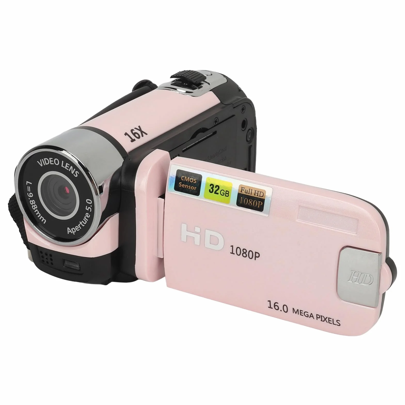 Caméscope numérique HD 1080p 16x zoom écran rotatif 2,4" stabilisation timelapse